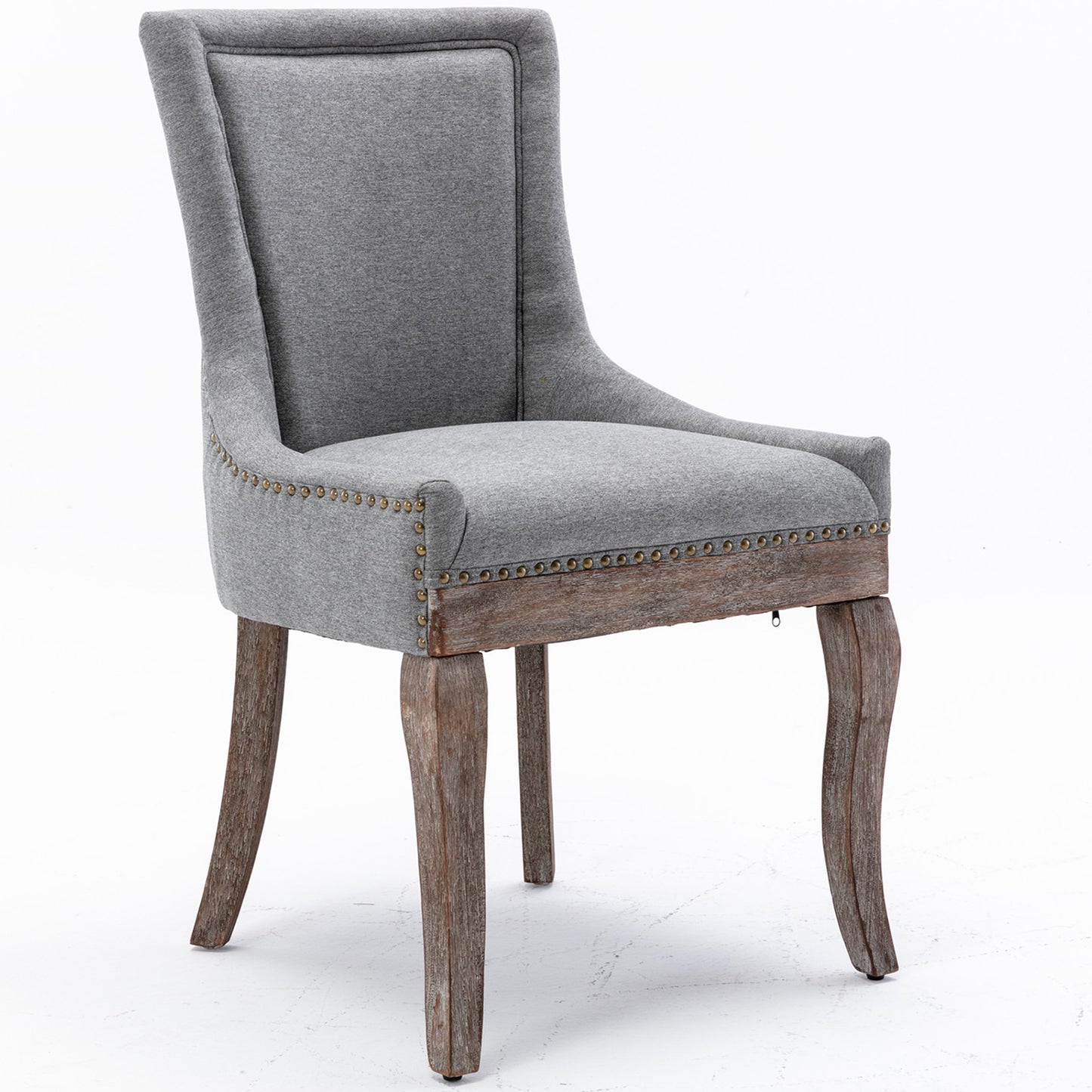 SYNGAR Upholstered Thickened Fabric Dining Chairs Set of 2, Solid Wood Contemporary Kitchen Chairs for Dining Room, Accent Chairs with Nail Head Decor, Gray