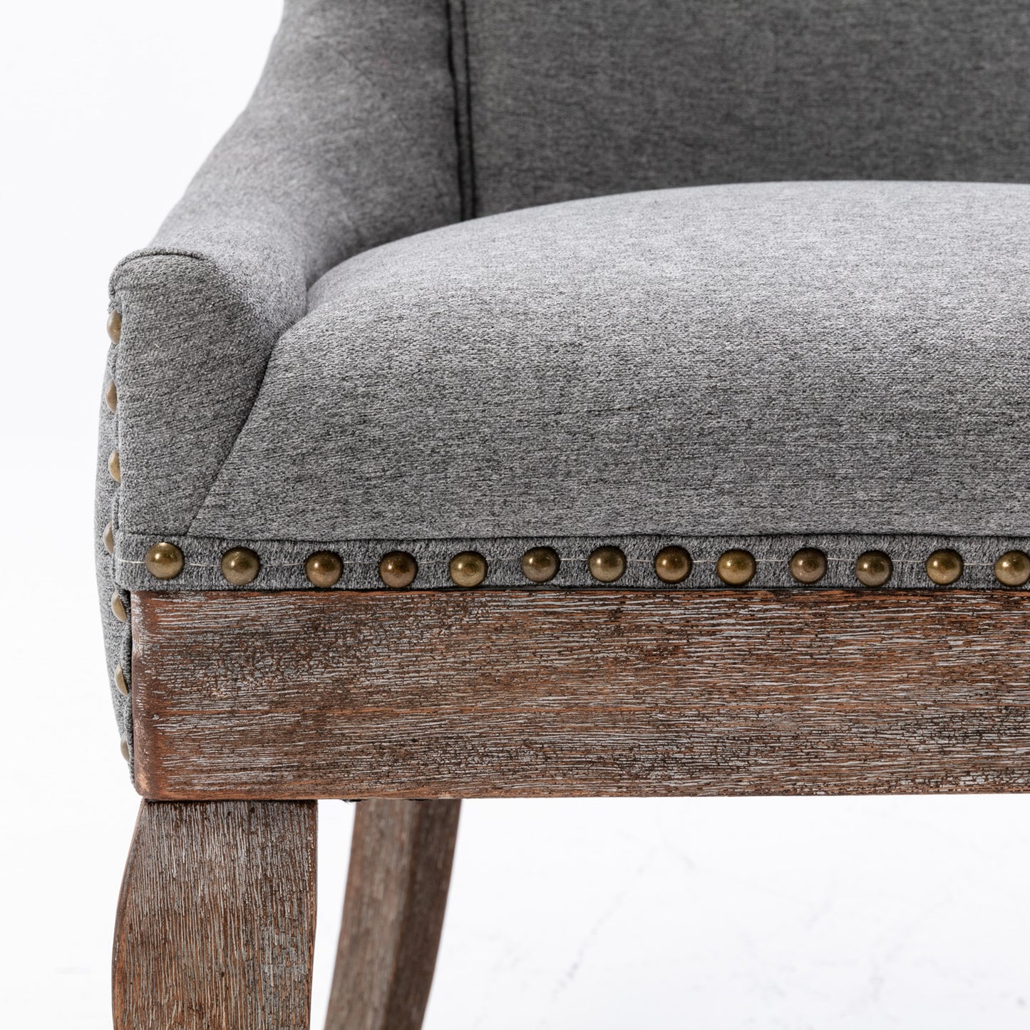 SYNGAR Upholstered Thickened Fabric Dining Chairs Set of 2, Solid Wood Contemporary Kitchen Chairs for Dining Room, Accent Chairs with Nail Head Decor, Gray