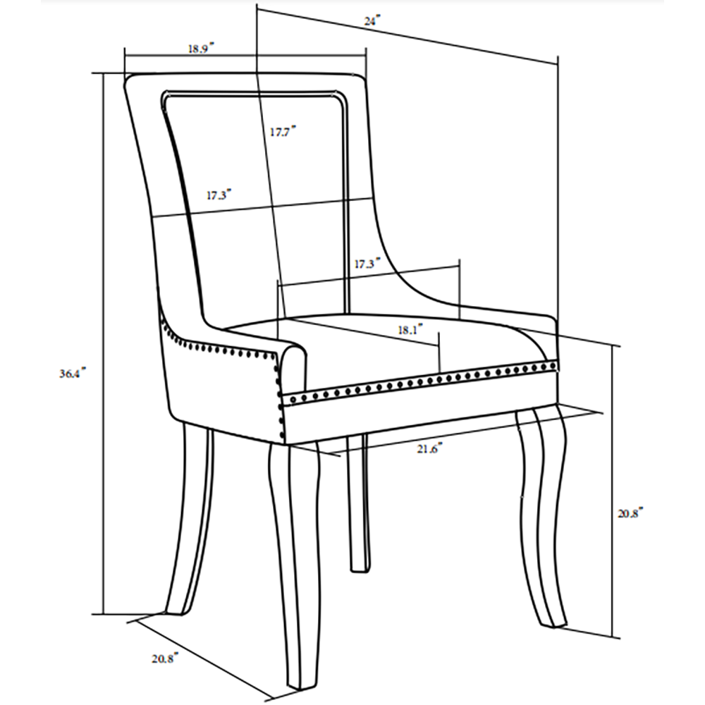 SYNGAR Upholstered Thickened Fabric Dining Chairs Set of 2, Solid Wood Contemporary Kitchen Chairs for Dining Room, Accent Chairs with Nail Head Decor, Gray