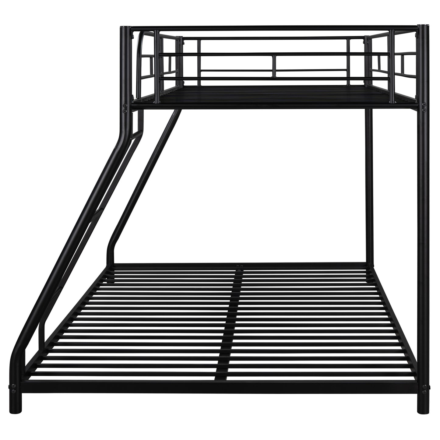 Twin Over Full Bunk Bed with Safety Rails & Ladder, Metal Bed Frame for Dorm Room Kids Bedroom Furniture Heavy Duty Steel Bunk Bed for Boys Girls Teens Adults, Black