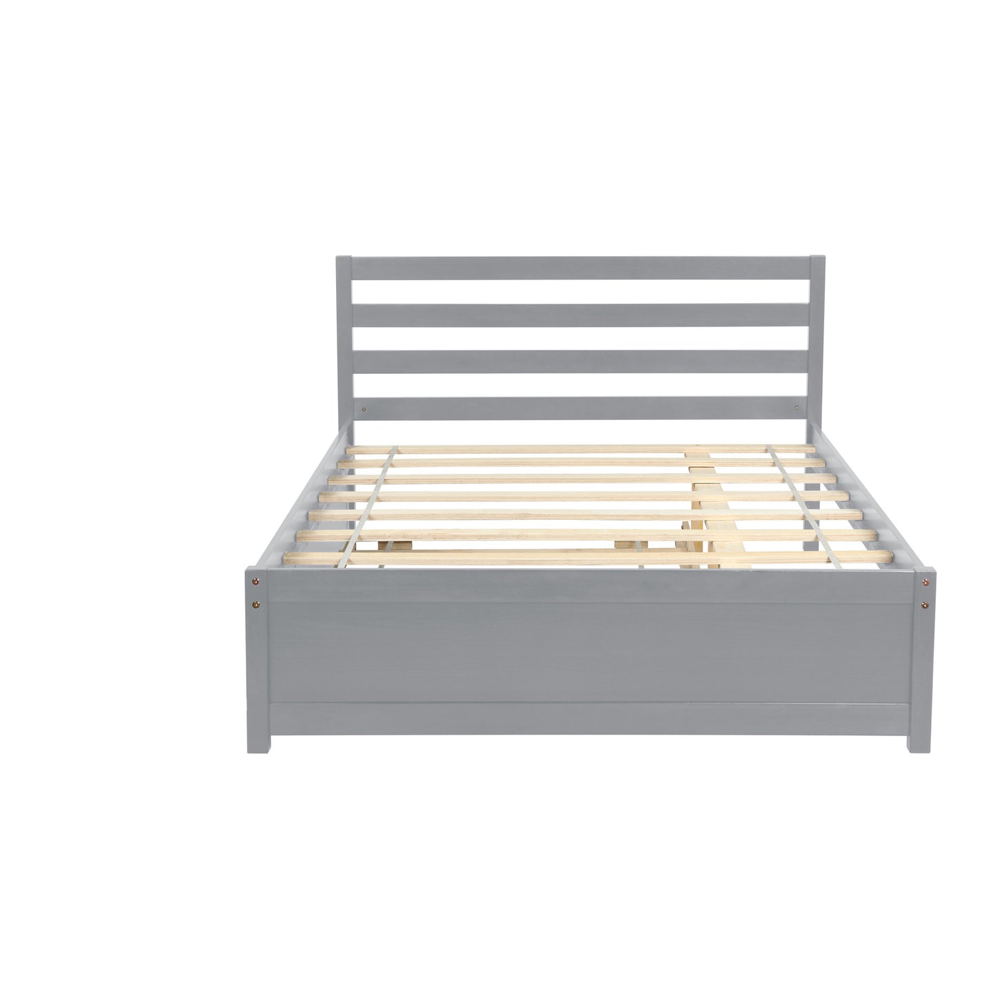 SYNGAR Full Size Bed Frame, Full Platform Bed with Trundle for Kids Teens Adult, Gray, LJ2563