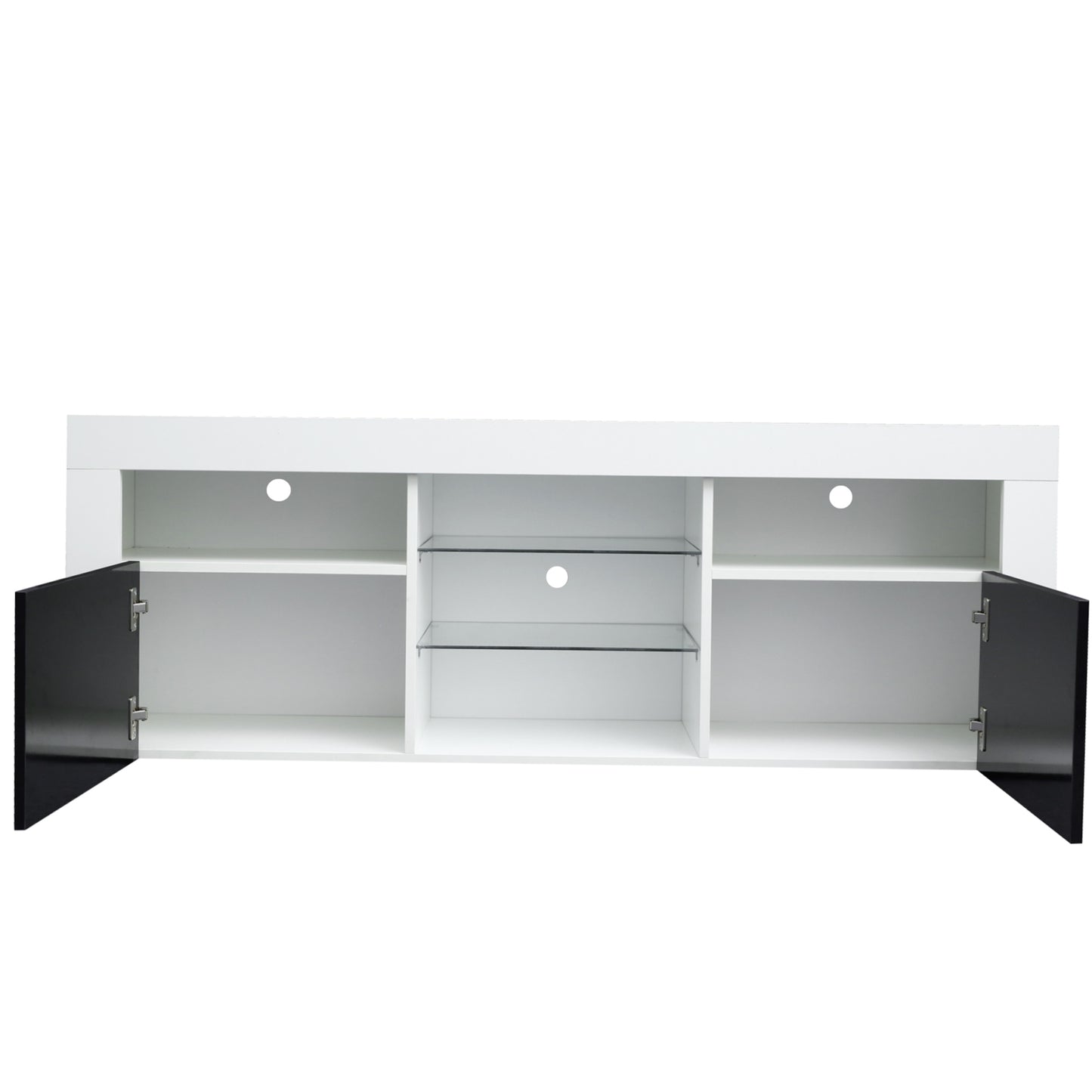 SYNGAR White TV Stand for 65 inch TV, Modern High Glossy TV Console Table Stand with 16 Colors LED Lights, Living Room TV Table Stand Buffet Cabinet with Storage, 58"L×14" W×21"H