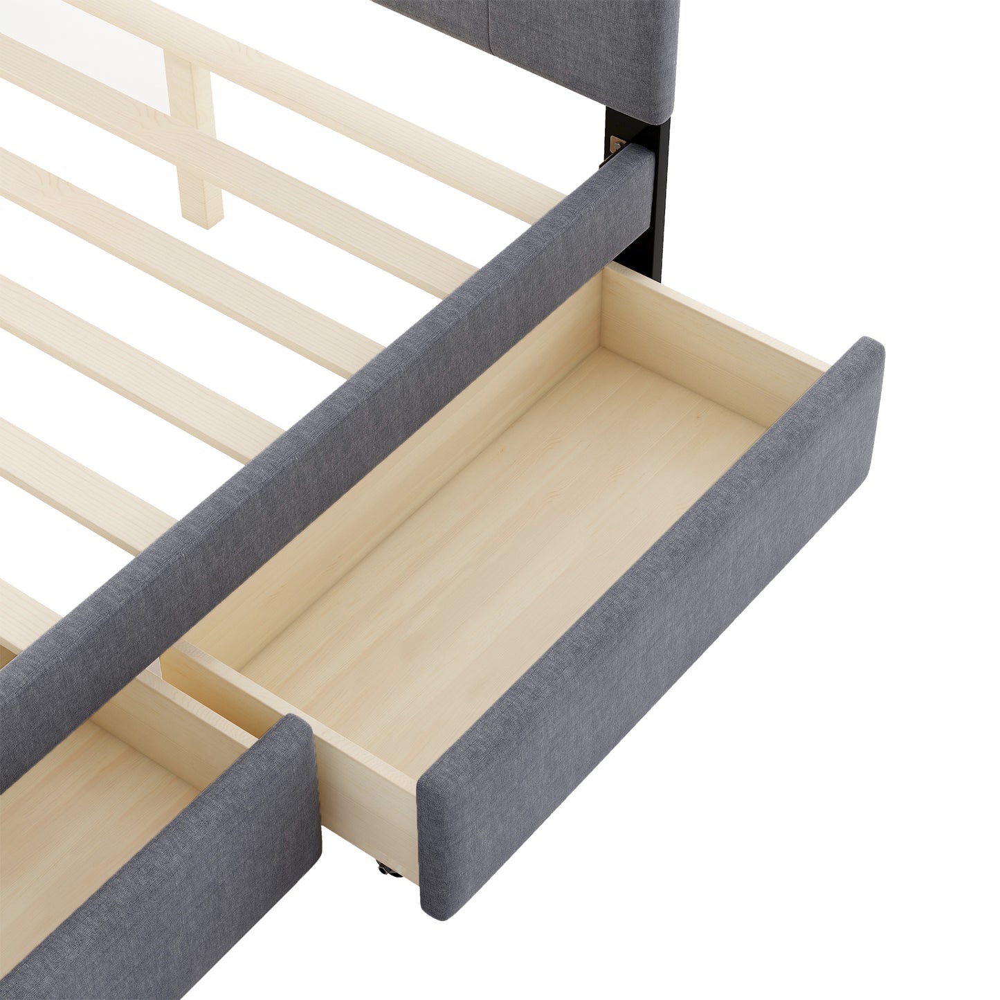 SYNGAR Upholstered Platform Bed Frame with Headboard and Footboard, Queen Size Bed Frames with Storage, No Box Spring Needed, Bedroom Furniture Storage Bed Frame for Kids Teens Adults, Gray