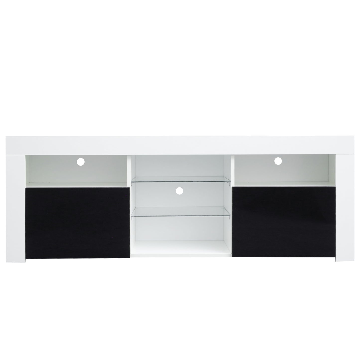 SYNGAR White TV Stand for 65 inch TV, Modern High Glossy TV Console Table Stand with 16 Colors LED Lights, Living Room TV Table Stand Buffet Cabinet with Storage, 58"L×14" W×21"H