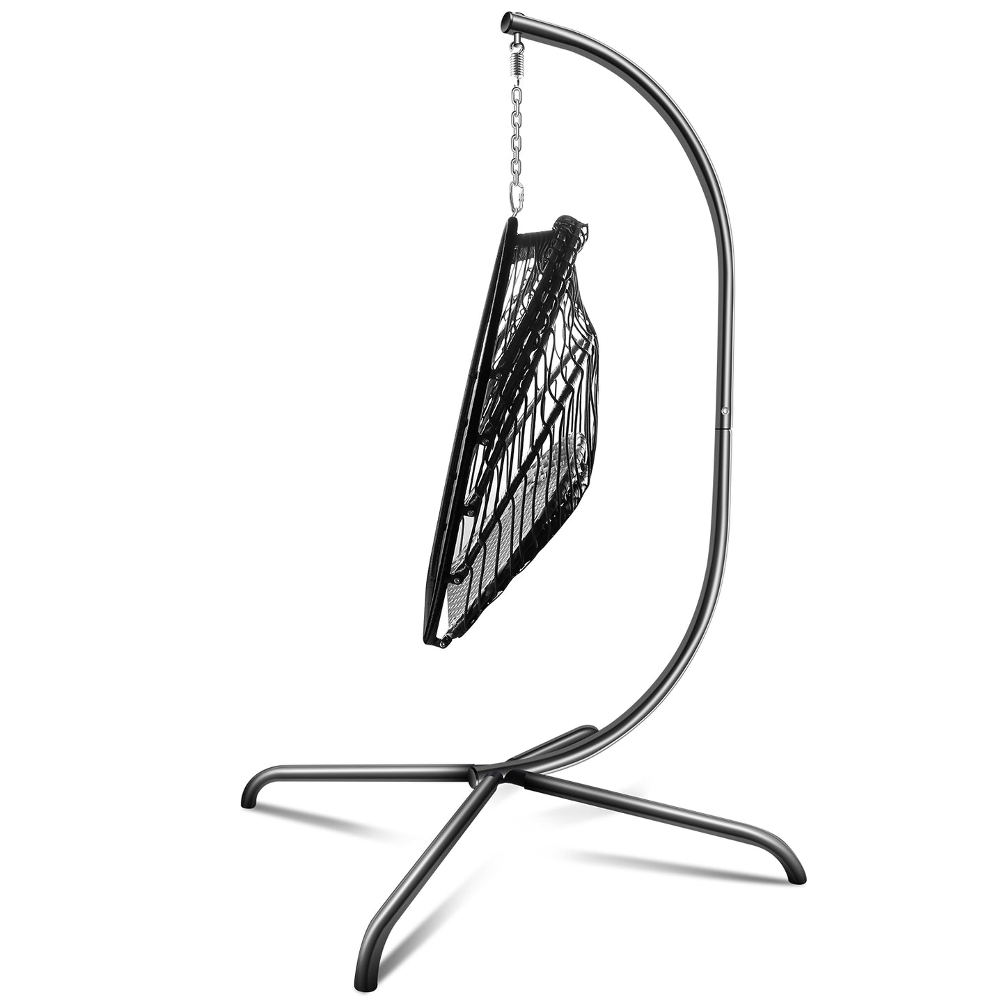 SYNGAR Egg Chair with Stand, Wicker Swing Chair, Patio Hammock Chair with Soft Cushion, Indoor Outdoor Balcony Bedroom Basket Hanging Lounge Chair, Heavy Duty Frame for 350 lbs Capacity, C27