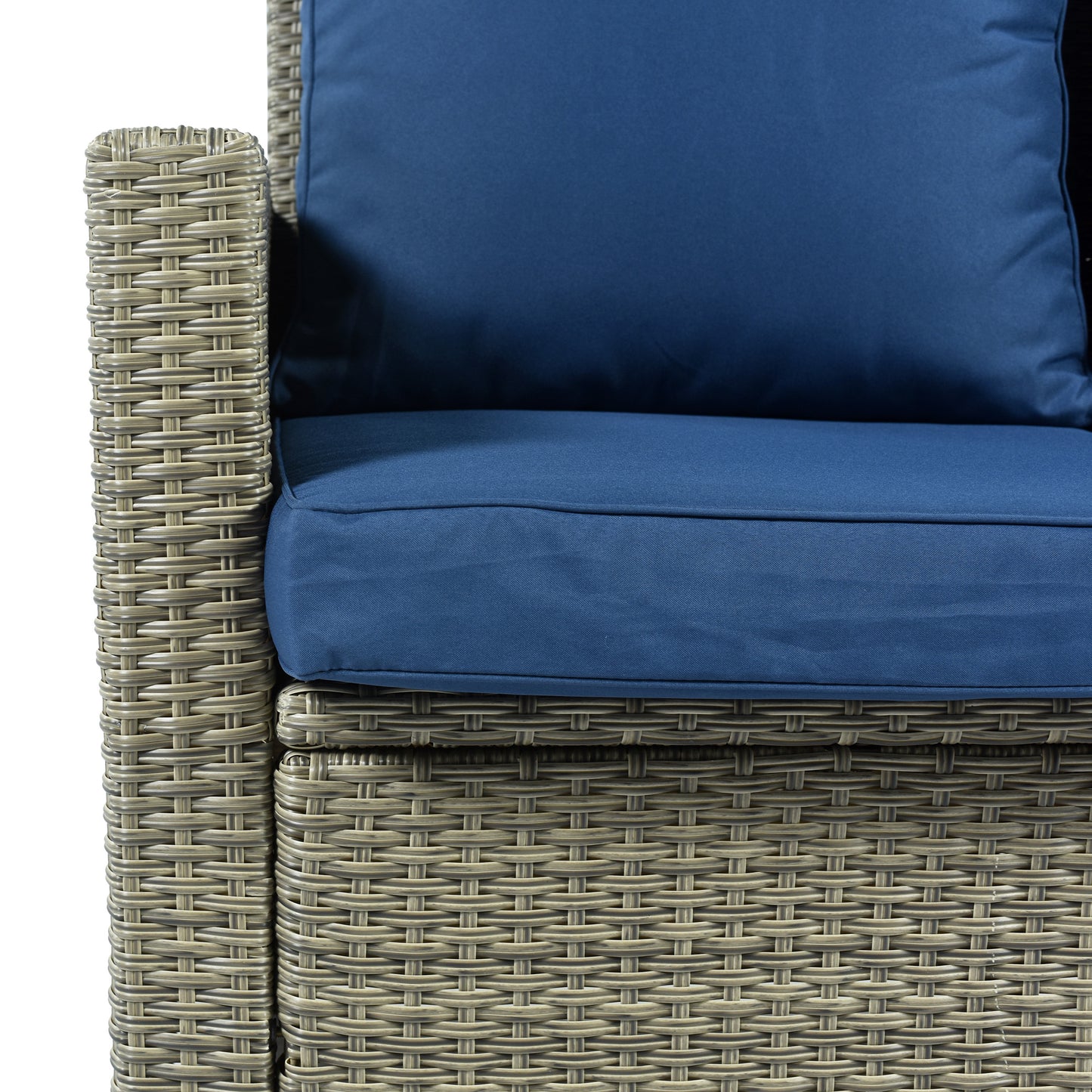 SYNGAR Outdoor Furniture Set, 5 Pieces Patio PE Rattan Wicker Furniture Sofa Set Outdoor Indoor Furniture Set for Backyard Lawn Garden Deck, Blue