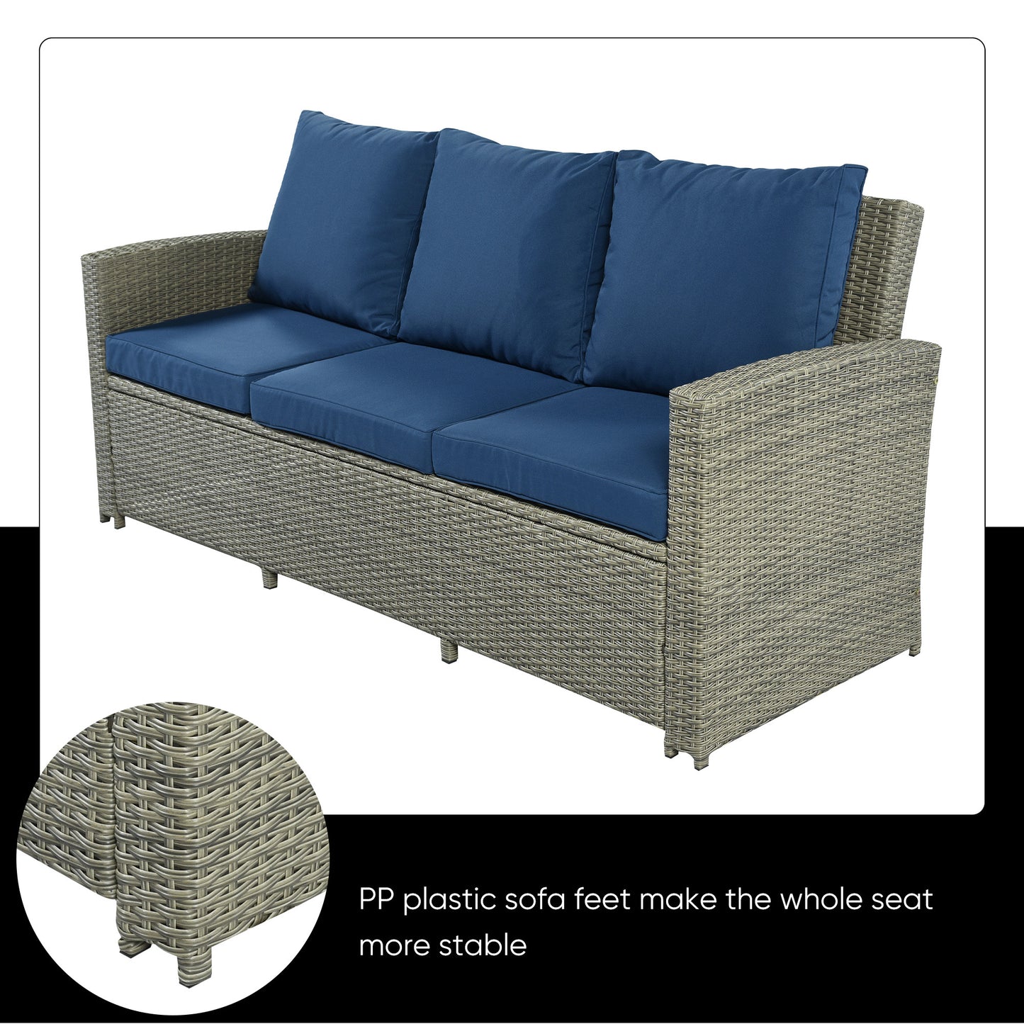 SYNGAR Outdoor Furniture Set, 5 Pieces Patio PE Rattan Wicker Furniture Sofa Set Outdoor Indoor Furniture Set for Backyard Lawn Garden Deck, Blue