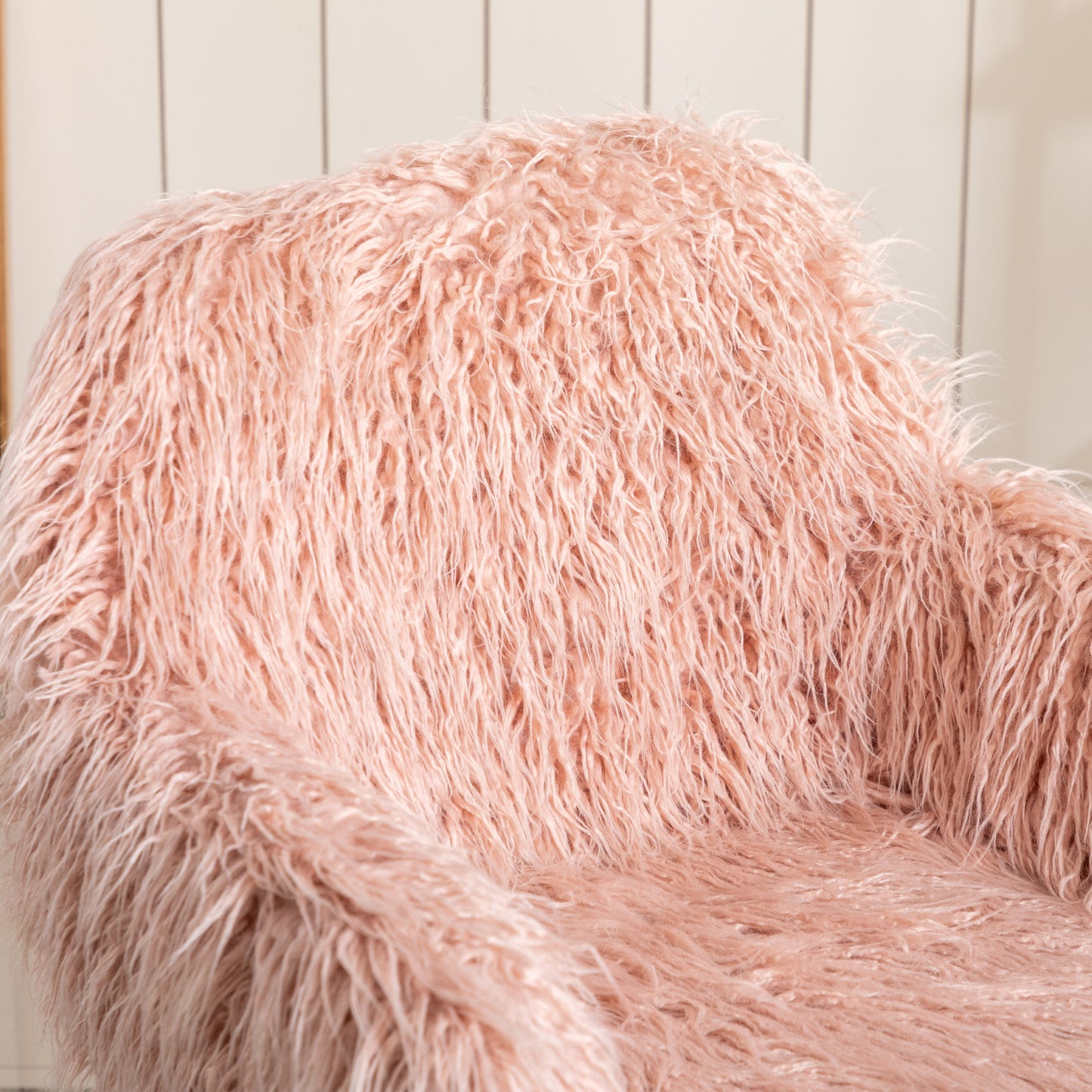 SYNGAR Cute Pink Fluffy Desk Chair for Teen Girl Kids, Home Office Computer Desk Chairs with Wheels, Comfy Faux Fur Swivel Rolling Task Chair Vanity Chair for Makeup Room, Bedroom, Living Room