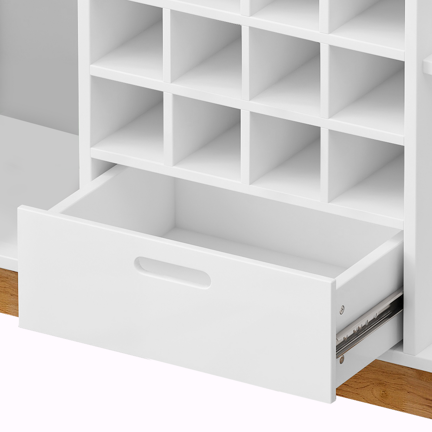 SYNGAR White Buffet Cabinet, Wood Sideboard Storage Cabinet with drawers and wine shelf for Living Room Dining Room Kitchen