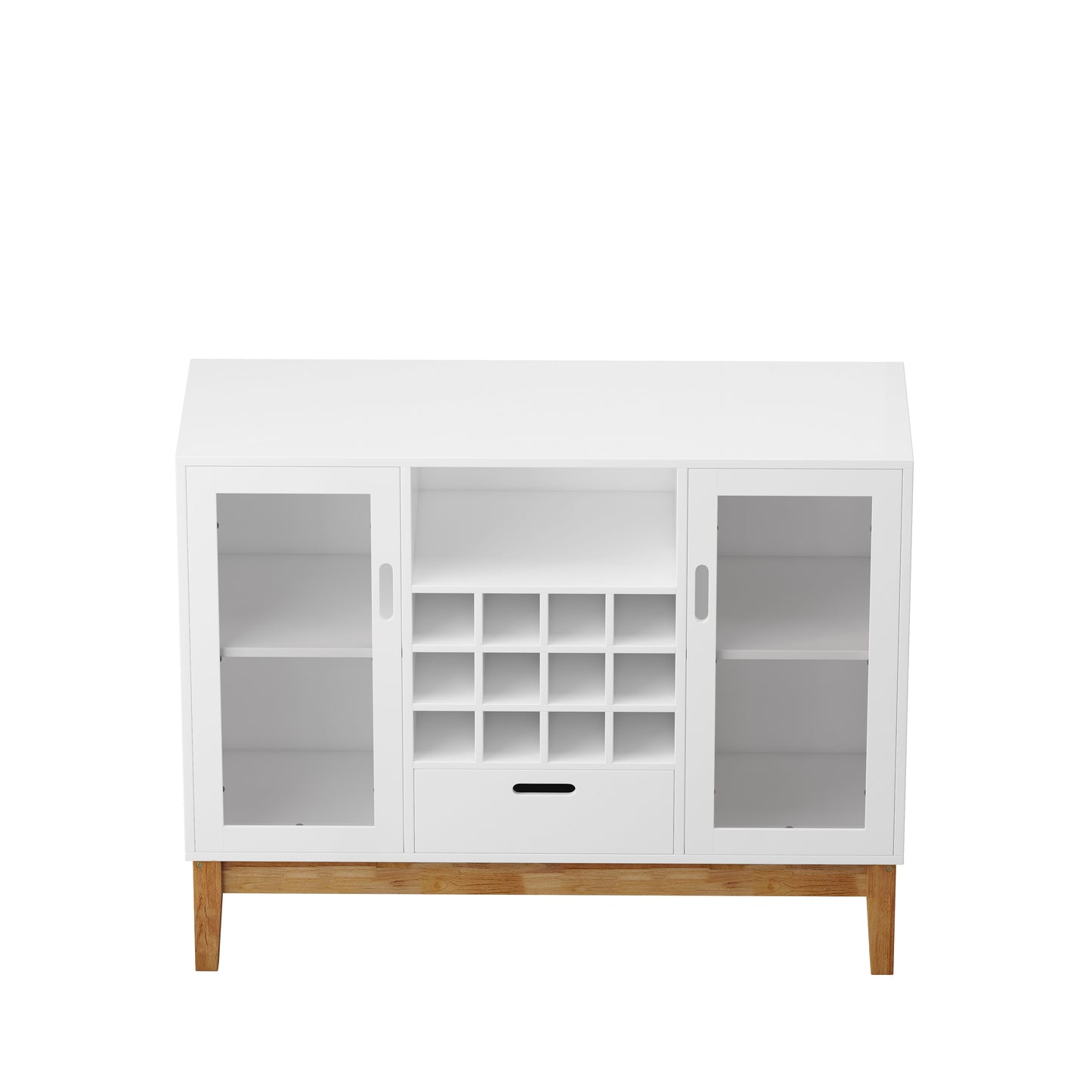 SYNGAR White Buffet Cabinet, Wood Sideboard Storage Cabinet with drawers and wine shelf for Living Room Dining Room Kitchen