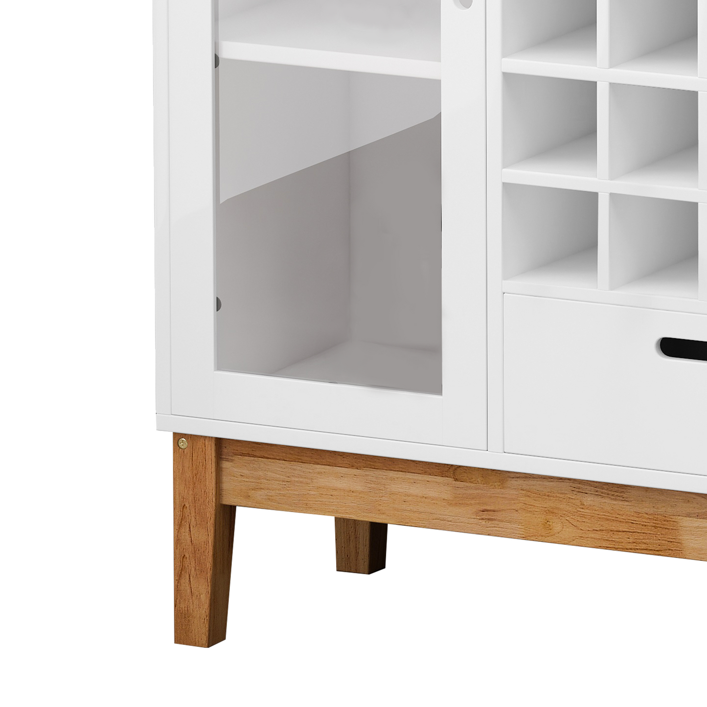 SYNGAR White Buffet Cabinet, Wood Sideboard Storage Cabinet with drawers and wine shelf for Living Room Dining Room Kitchen