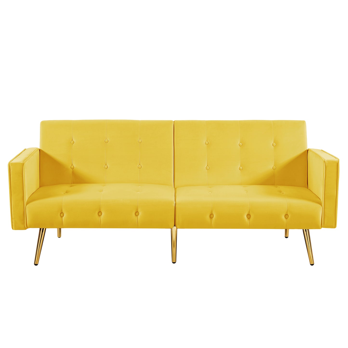 SYNGAR Futon Sofa Bed, Mid Century Velvet Fabric Futon Sofa with Wood Legs, Convertible Daybed with 3 Adjustable Positions, Couches and Sofas, Modern Stylish Sleeper Sofa Bed for Living Room, Blue