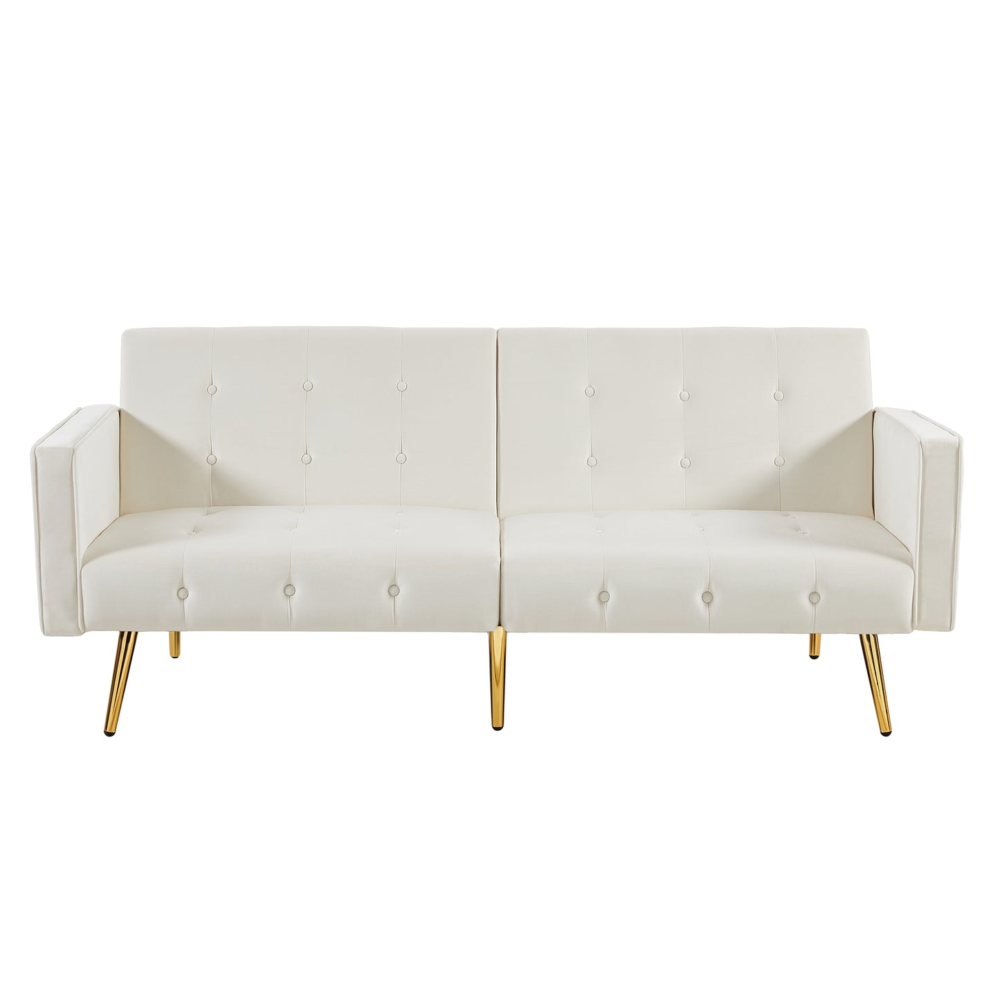 SYNGAR Futon Sofa Bed, Mid Century Velvet Fabric Futon Sofa with Wood Legs, Convertible Daybed with 3 Adjustable Positions, Couches and Sofas, Modern Stylish Sleeper Sofa Bed for Living Room, Blue