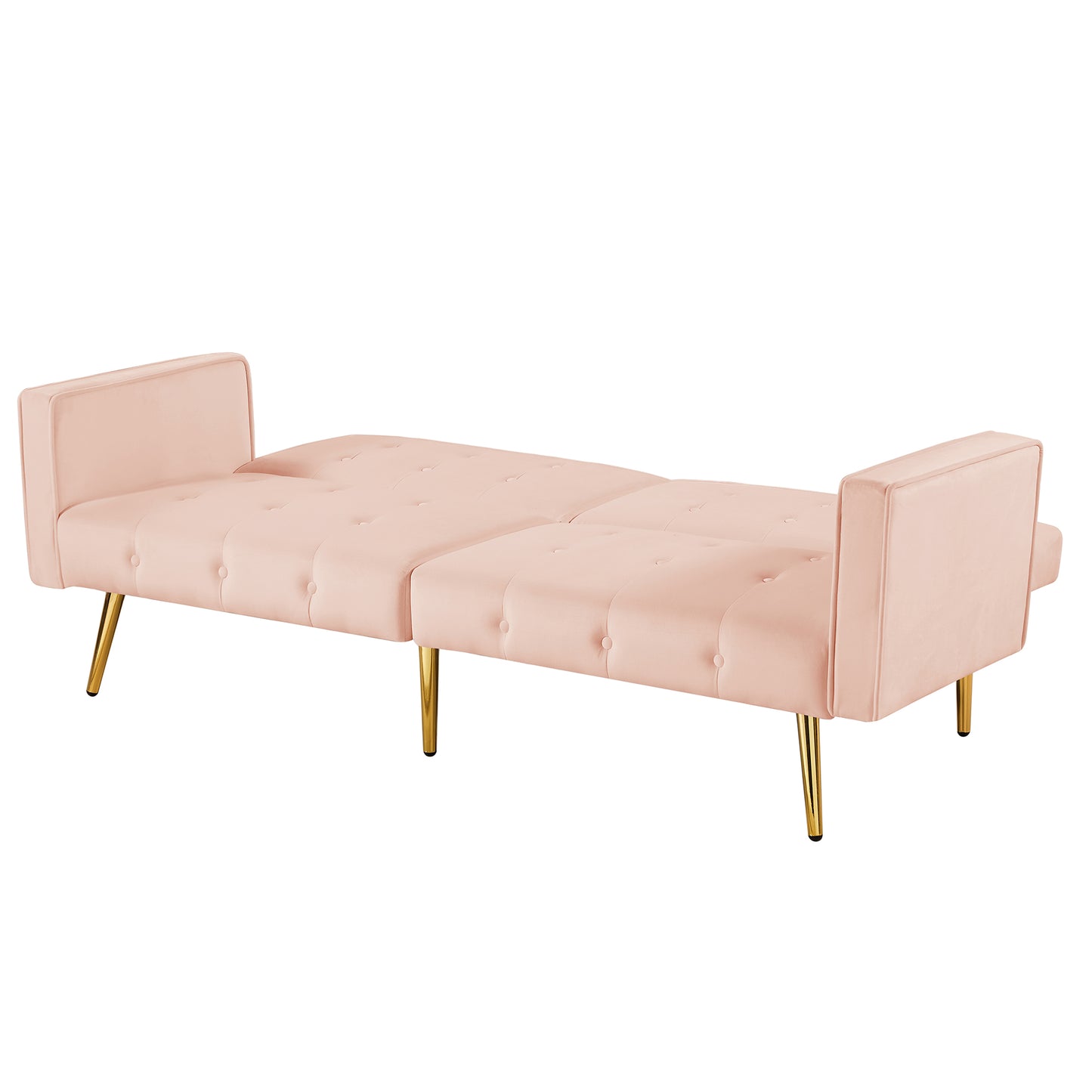 SYNGAR Futon Sofa Bed, Mid Century Velvet Fabric Futon Sofa with Wood Legs, Convertible Daybed with 3 Adjustable Positions, Couches and Sofas, Modern Stylish Sleeper Sofa Bed for Living Room, Blue