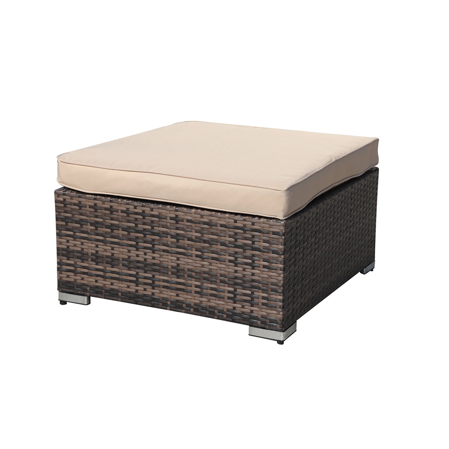 SYNGAR 4 Piece Outdoor Patio Furniture Set, PE Wicker Conversation Set, All Weather Rattan Sofa Set with Tempered Glass Table and Cushion, Sectional Sofa Set for Backyard Garden Poolside