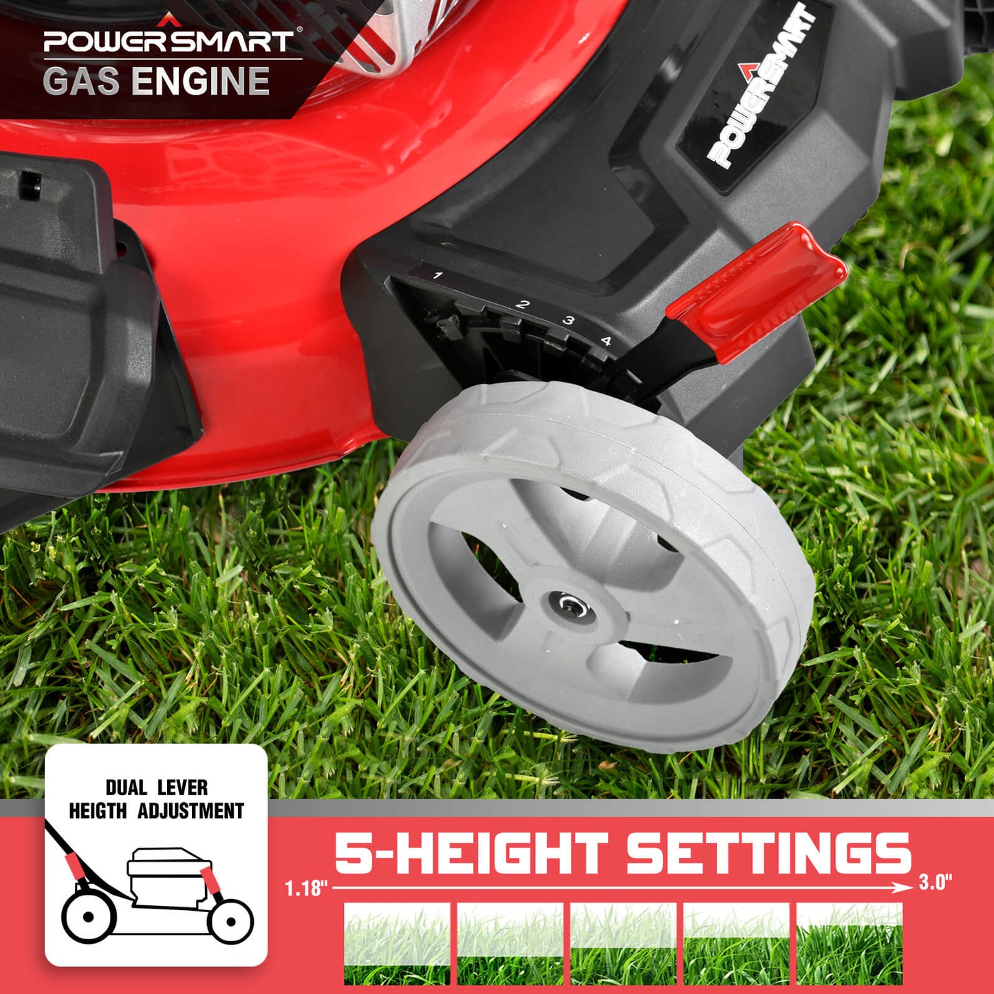 SYNGAR Push Lawn Mower Gas Powered 21 Inch 144CC 4-Stroke Engine 3-in-1 with Bag, 5 Adjustable Heights