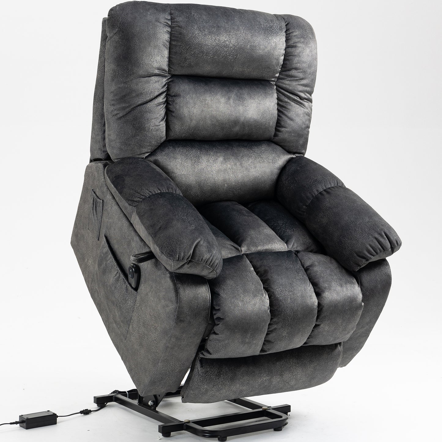 Power Lift Recliner Chair, Elderly Sofa with Heat Therapy and Massage Function, Remote Control, Living Room Furniture Heavy Duty Power Lift Recliner with Side Pocket for Home Use, Blue