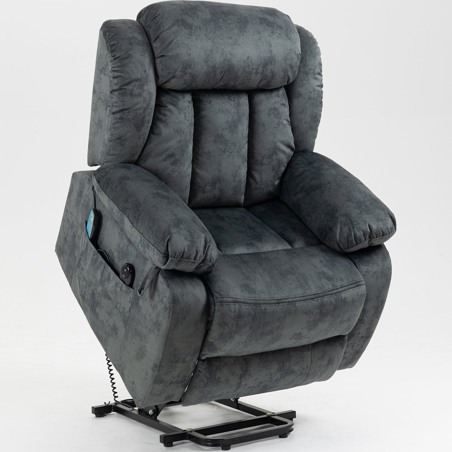 Power Lift Recliner Chair, Elderly Sofa with Heat Therapy and Massage Function, Remote Control, Living Room Furniture Heavy Duty Power Lift Recliner with Side Pocket for Home Use, Blue