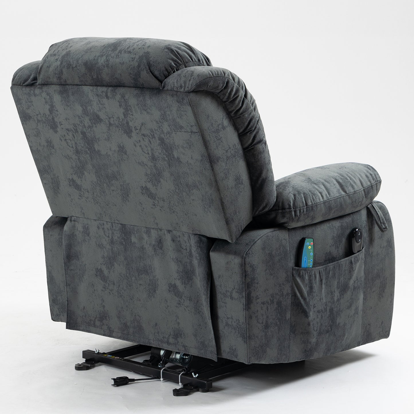 Power Lift Recliner Chair, Elderly Sofa with Heat Therapy and Massage Function, Remote Control, Living Room Furniture Heavy Duty Power Lift Recliner with Side Pocket for Home Use, Blue