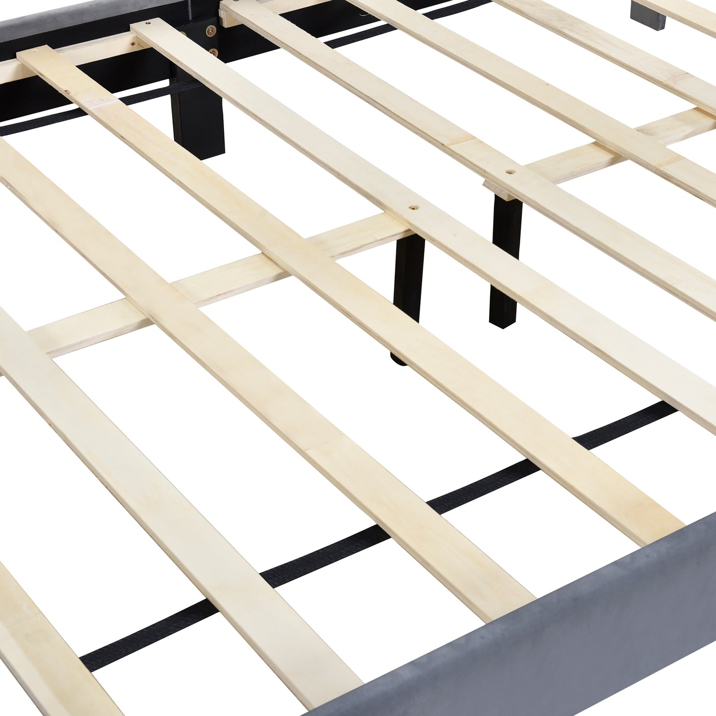 SYNGAR Full Bed Frame, New Upgrade Full Size Velvet Upholstered Platform Bed Frame with Tufted Headboard, Mattress Foundation Solid Wood Frame Platform Bed Frame, No Box Spring Needed, Grey