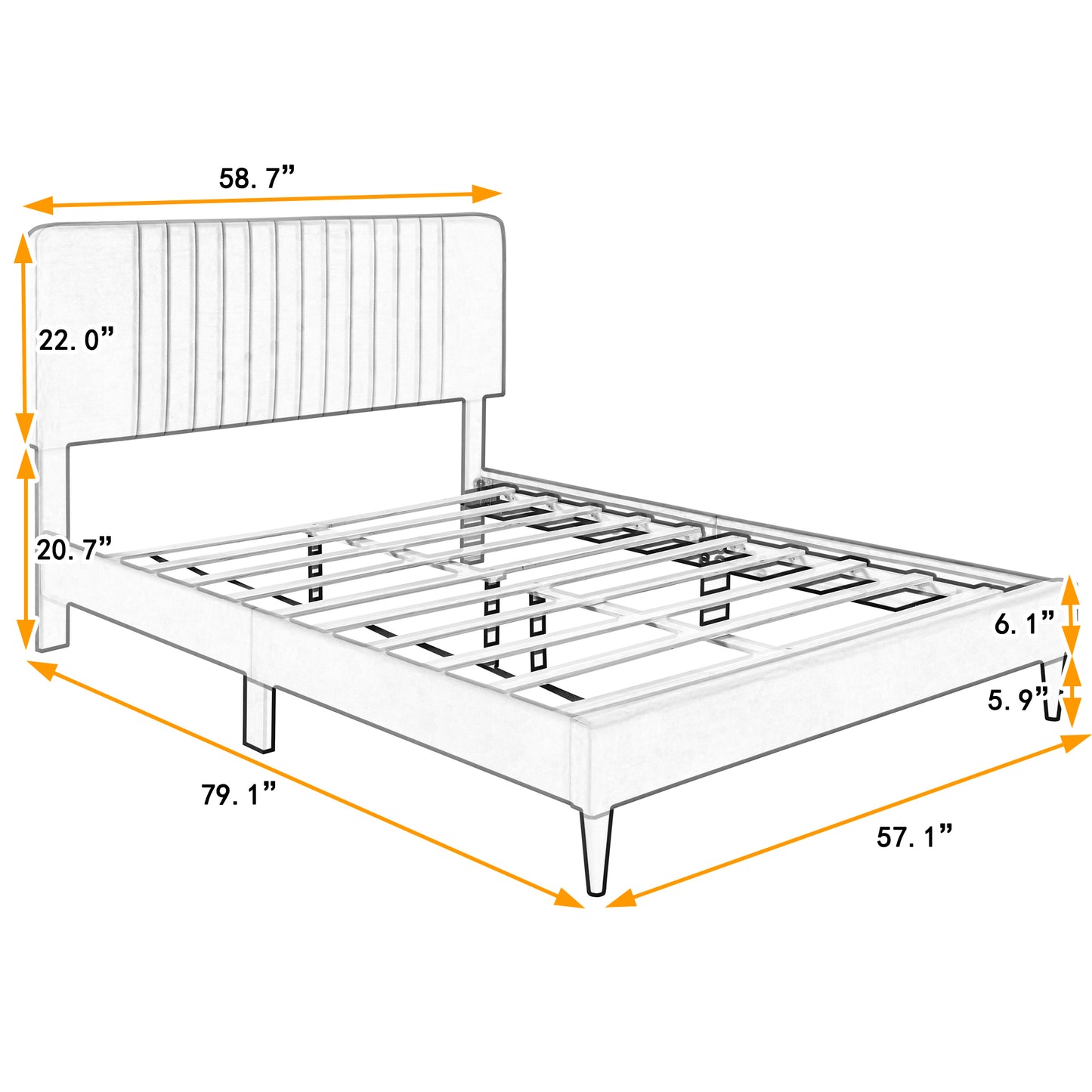 SYNGAR Full Bed Frame, New Upgrade Full Size Velvet Upholstered Platform Bed Frame with Tufted Headboard, Mattress Foundation Solid Wood Frame Platform Bed Frame, No Box Spring Needed, Grey