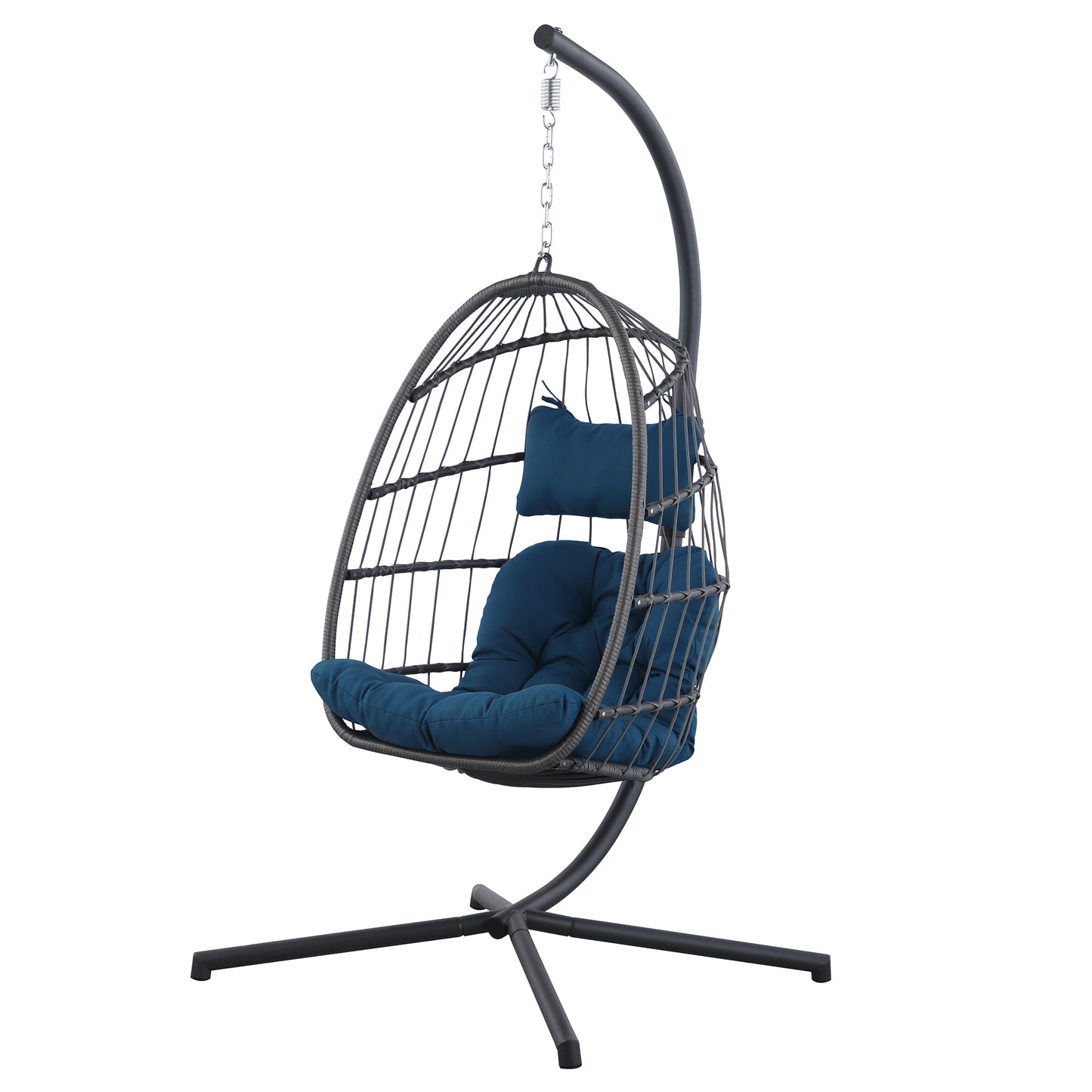 SYNGAR Hanging Egg Chair with Stand for Indoor/Outdoor, Patio Wicker Swing Chair with Seat Cushion & Pillow, Heavy Duty Hammock Basket Chair for Bedroom, Porch, Balcony, 300 lbs Capacity, Y025