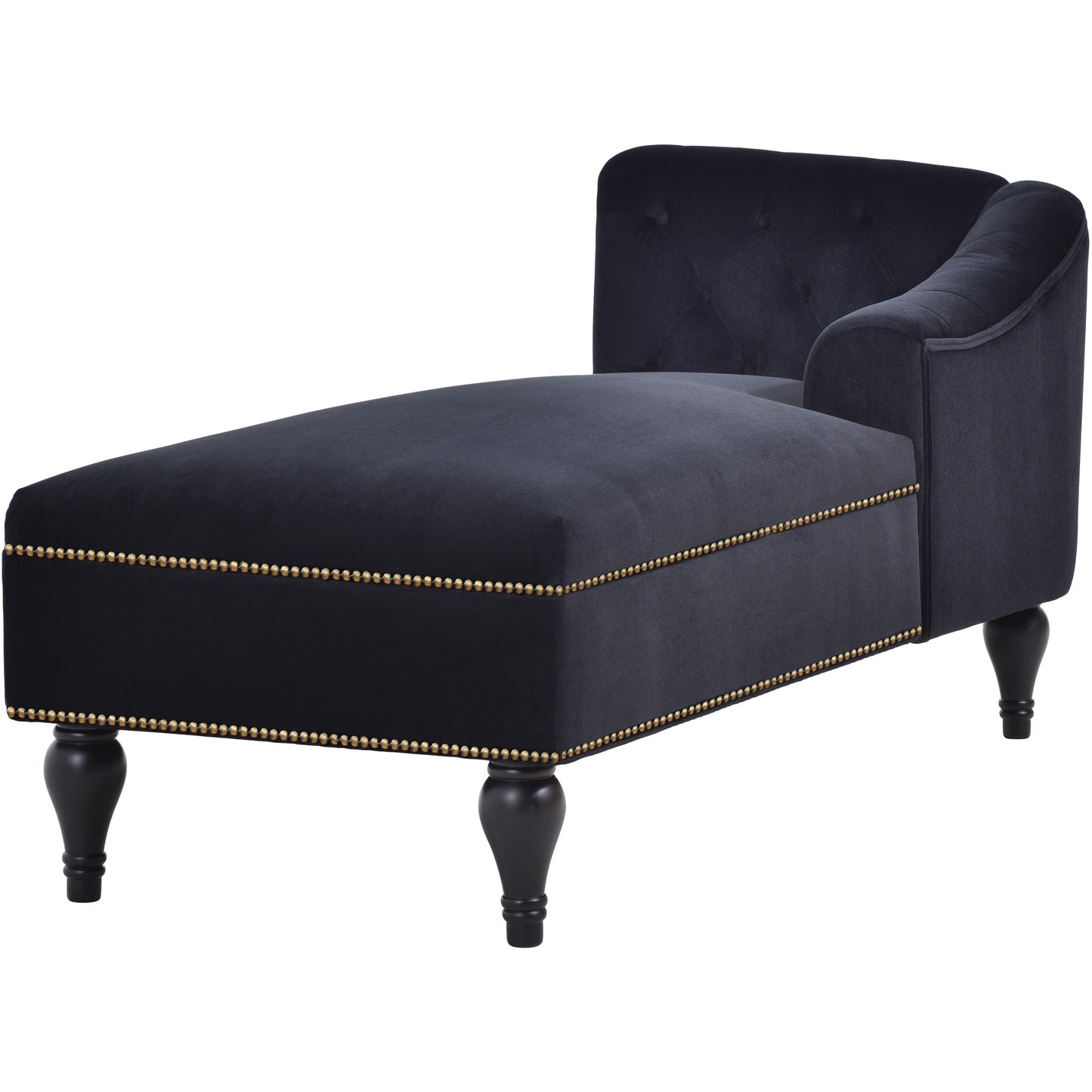 SYNGAR Modern Lounge Chaise Indoor, Leisure Sofa Accent Chair Upholstered Couch, Button Tufted Seat with Matching Accent Pillow, and Solid Wooden Legs