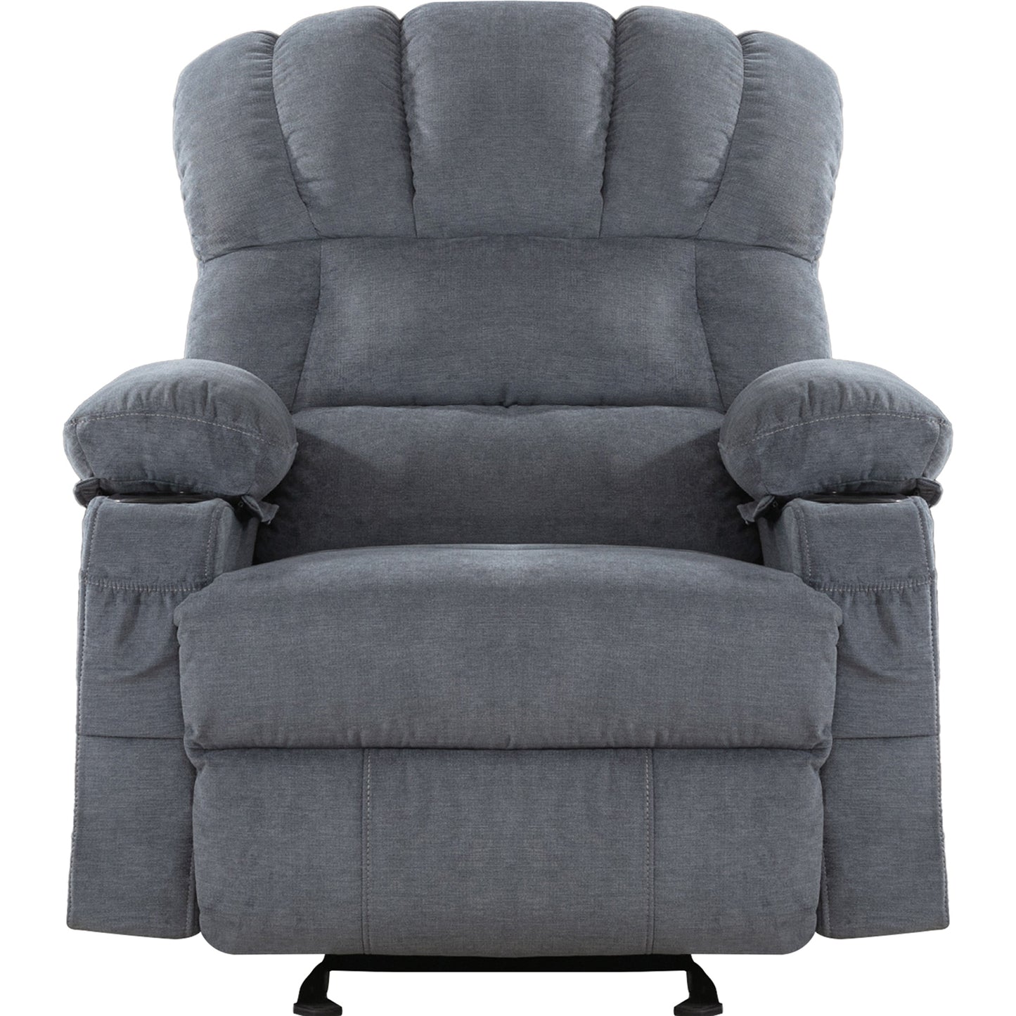 SYNGAR Manual Recliner Chair with Heat Therapy and Massage Function, Heavy Duty Reclining Mechanism Massage Chair, Elderly Single Rocker Sofa with Cup Holders for Bedroom Home Theater, Brown