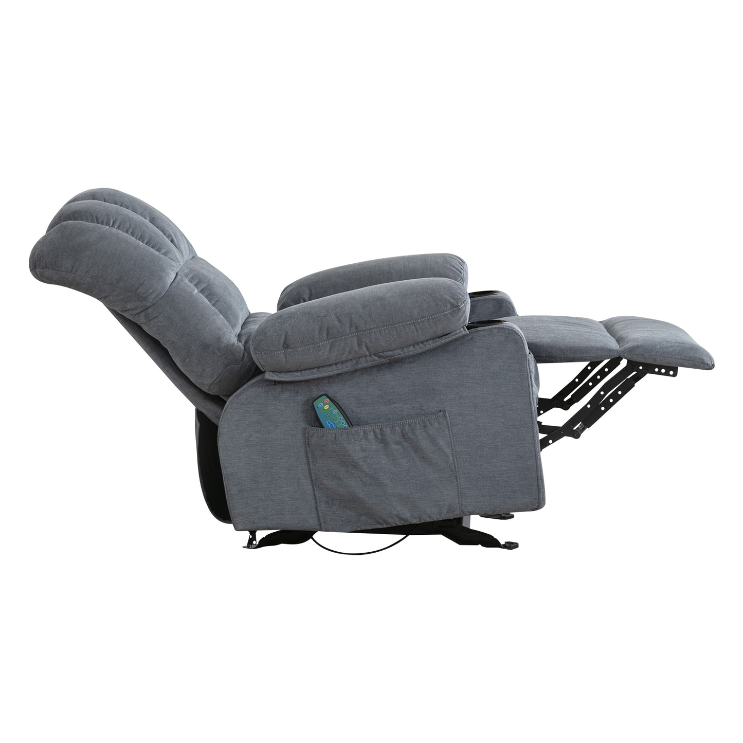 SYNGAR Manual Recliner Chair with Heat Therapy and Massage Function, Heavy Duty Reclining Mechanism Massage Chair, Elderly Single Rocker Sofa with Cup Holders for Bedroom Home Theater, Brown