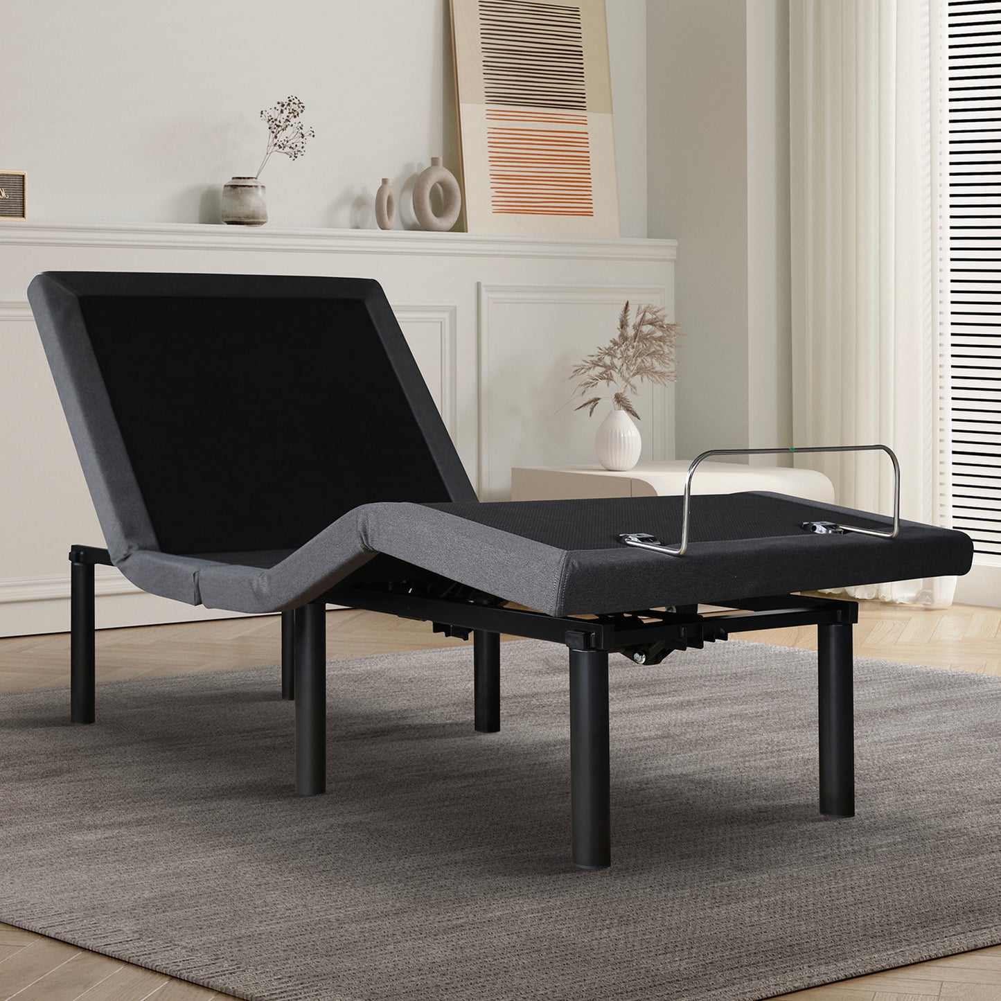 SYNGAR Split King Adjustable Bed Frame, Electric Bed Base Frame with Head and Foot Incline, Wireless Remote, New Generation Motor, 5 Minutes Assembly, Black