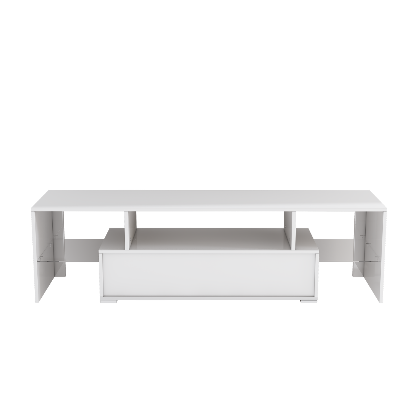 White TV Stand for 70 inch TV, Modern High Glossy Television Table Stands TV Cabinet Console Table with 16 Colors LED Lights, TV Buffet Cabinet with Storage, Living Room Entertainment Center