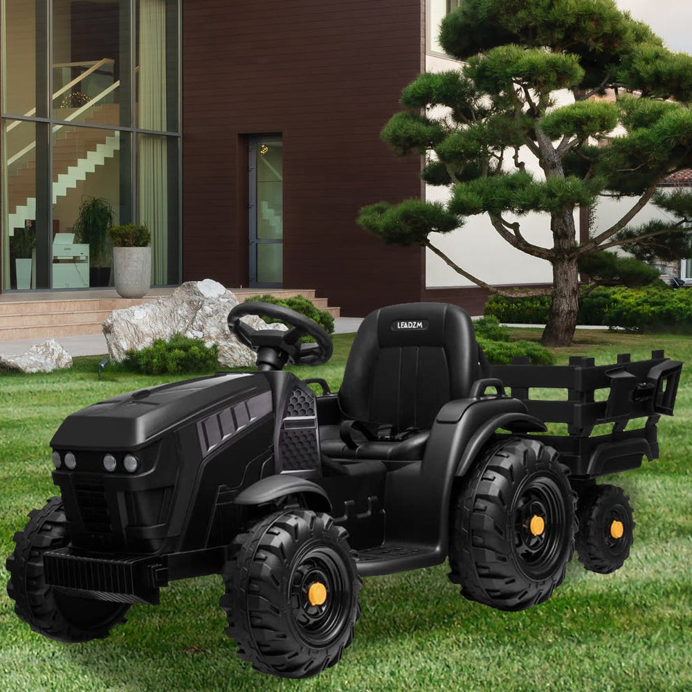 SYNGAR Electric Kids Toys, Children Ride-on Tractor with Trailer, 12V Battery Powered Car with Safety Belt, MP3 Player, Head Lights, USB Port, Motorized Tractor for Boys Girls Gift, K1036