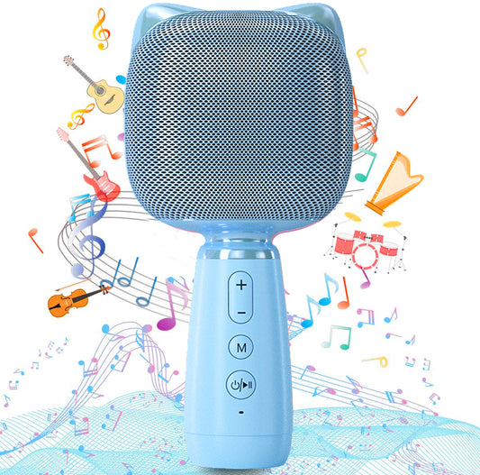 Wireless Microphone for Kids, Handheld Portable Karaoke Machine Speaker with Record Function, Christmas Gifts Toy for 3-12 Year Old Girls and Boys, Blue, LJ832