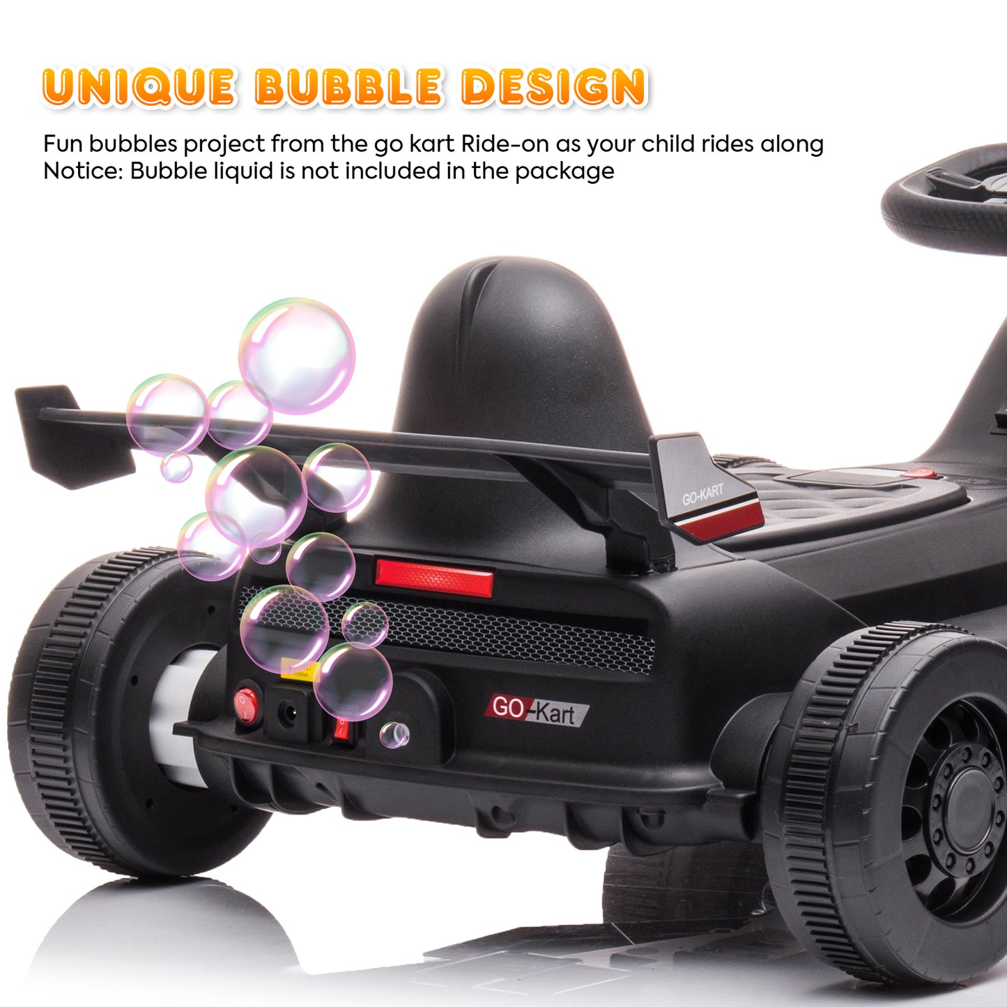 SYNGAR Power Ride on Toys for Kids, 6 V Electric Car with Bubble Function, Battery Electric Ride On Vehicle Toy for Boys Girls, Black