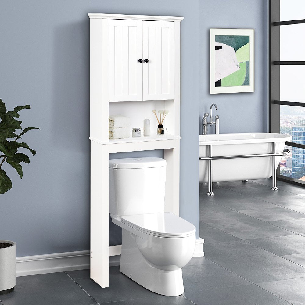 SYNGAR Tall Bathroom Storage Cabinet, Bathroom Furniture Over The Toilet, Freestanding Bathroom Cabinet with Open Shelves, Bathroom Hutch Over Toilet, Space Saving Toilet Shelf Organizer, K2507