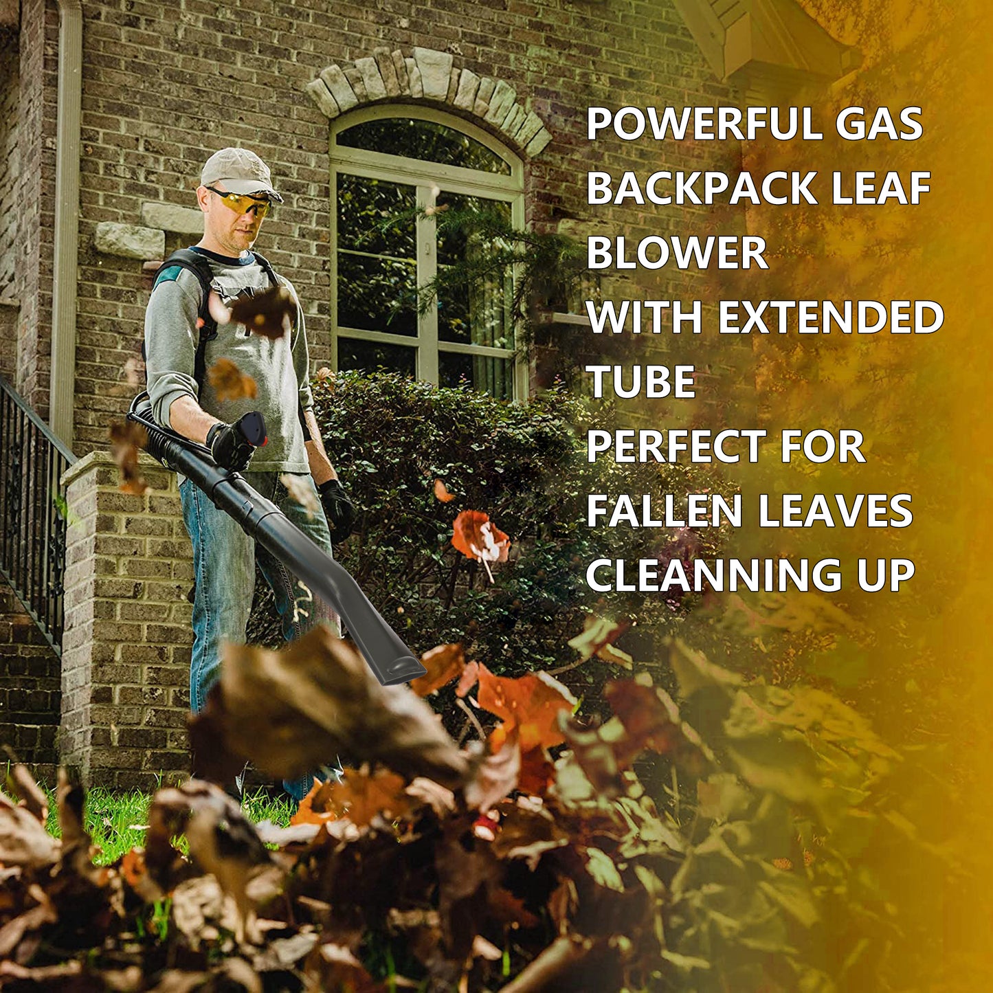 SYNGAR Gas Backpack Leaf Blower, 52CC 2-Cycle Leaf Blower Snow Blower with Extended Tube for Lawn Care Yard Snow Blowing Dust, Black & Red