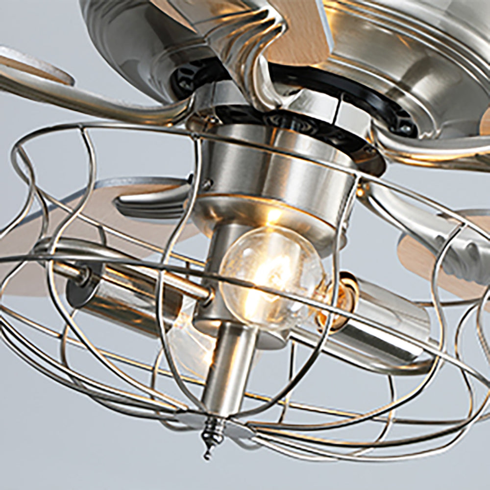 52-Inch Metal LED Ceiling Fan with Lights and Remote Control for Living Room, Bedroom, Dining Room, Noiseless, Reversible, Silver Finish, Modern Chandelier Fan, Indoor and Outdoor Use