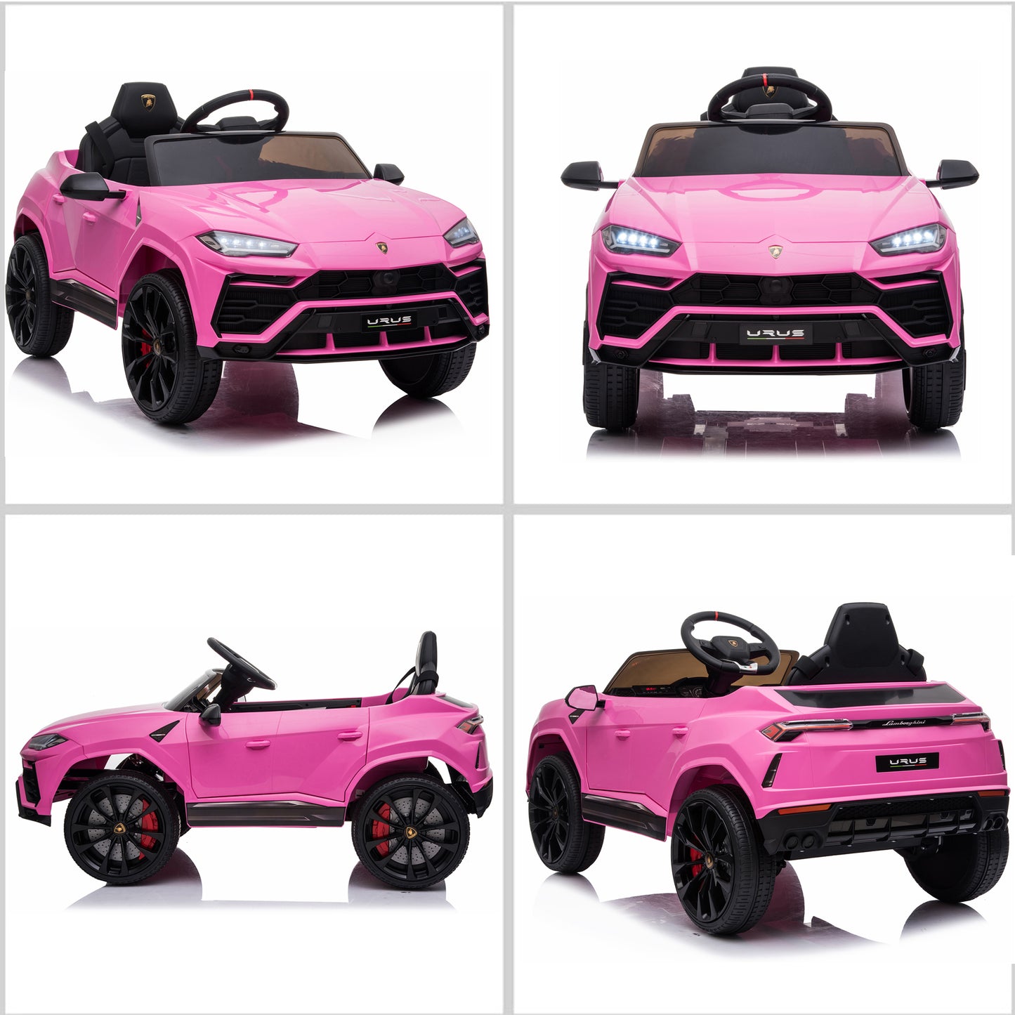 Pink Licensed Lamborghini Ride on Car, 12V Electric Ride on Toy with Remote Control, LED Lights, Music, Horn, Kids Toy Car Vehicle for Boys Girls, Y037