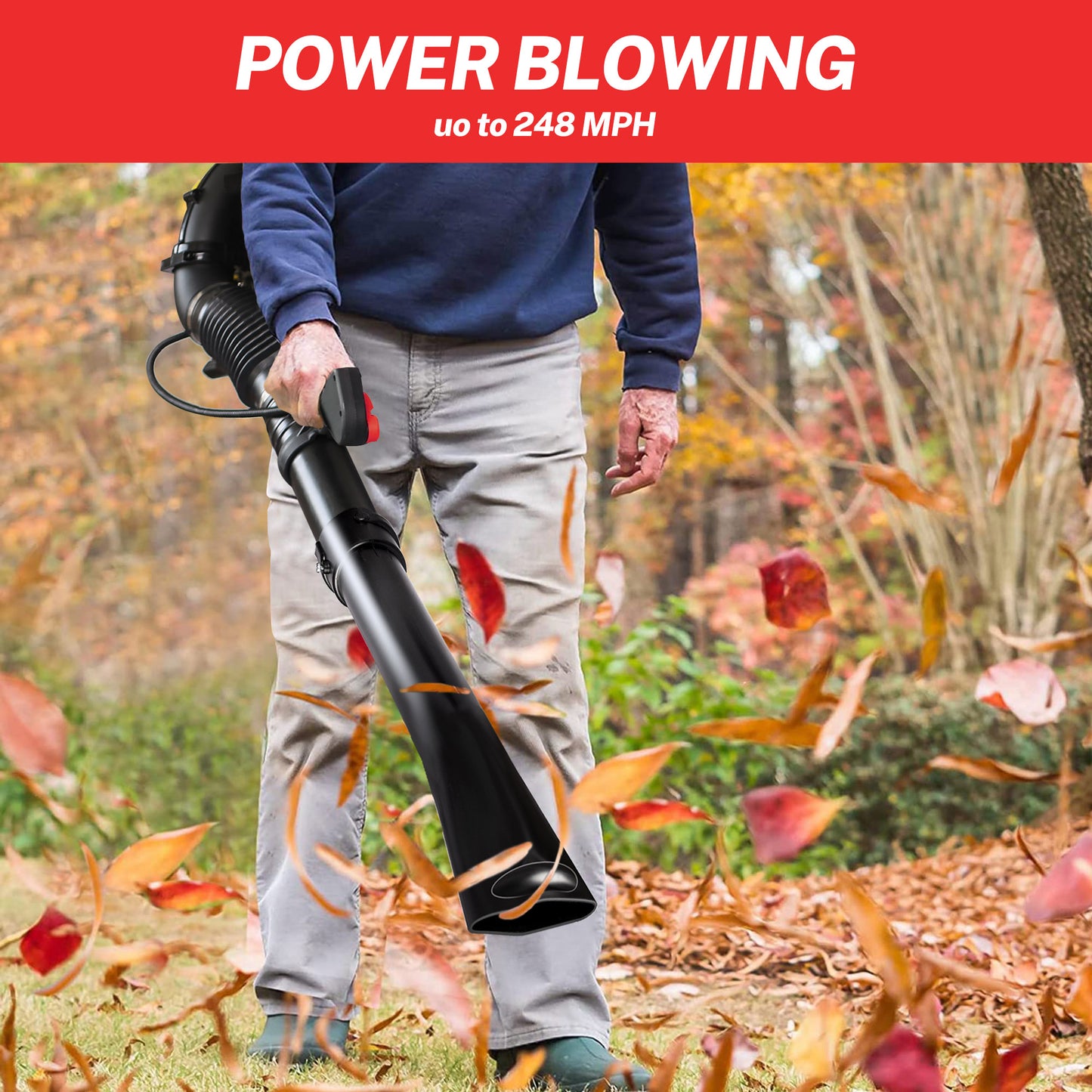 SYNGAR Gas Backpack Leaf Blower, 52CC 2-Cycle Leaf/Snow Blower with Extension Tube, for Dust Cleaning, Snow Blowing, Backyard, Garden, Work Around the House, Not for Sale in California, D7323