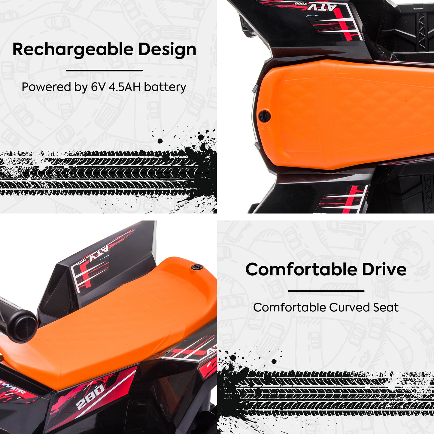 SYNGAR Kids Ride on ATV, 6V Toy Vehicle with Rechargeable Battery, Electric Ride On Toy, Battery Powered Car for Kids Girls Boys, Black