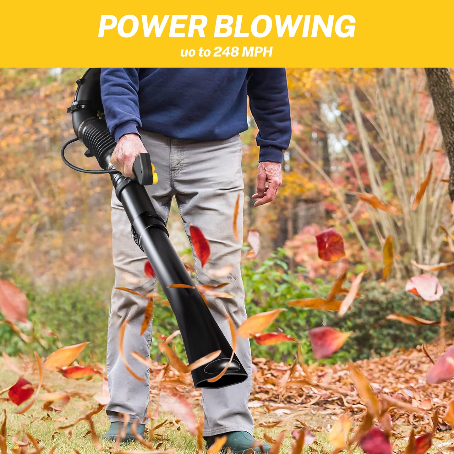 SYNGAR Gas Backpack Leaf Blower, 52CC 2-Cycle Leaf/Snow Blower with Extension Tube, for Dust Cleaning, Snow Blowing, Backyard, Garden, Work Around the House, Not for Sale in California, D7323