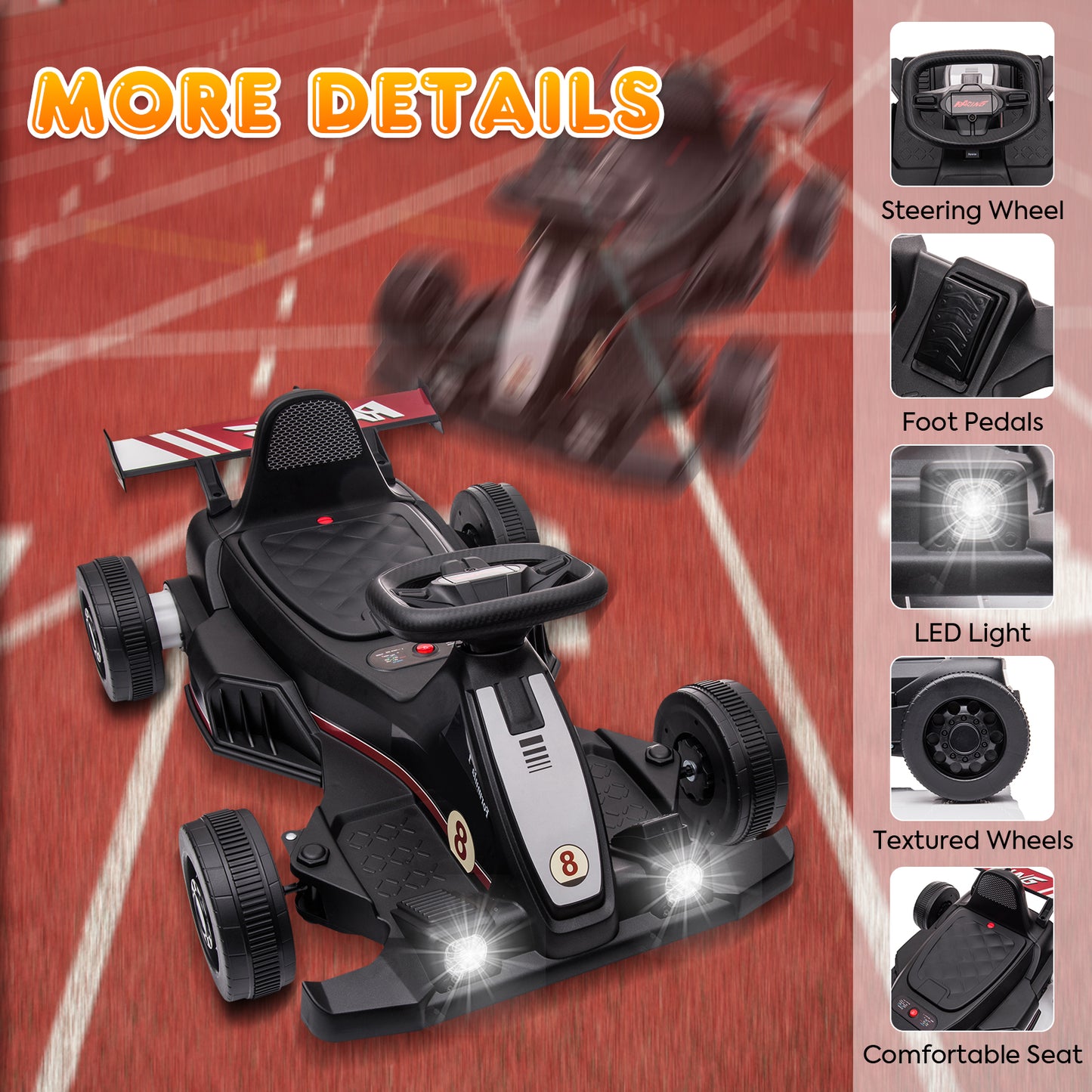 SYNGAR Power Ride on Toys for Kids, 6 V Electric Car with Bubble Function, Battery Electric Ride On Vehicle Toy for Boys Girls, Black