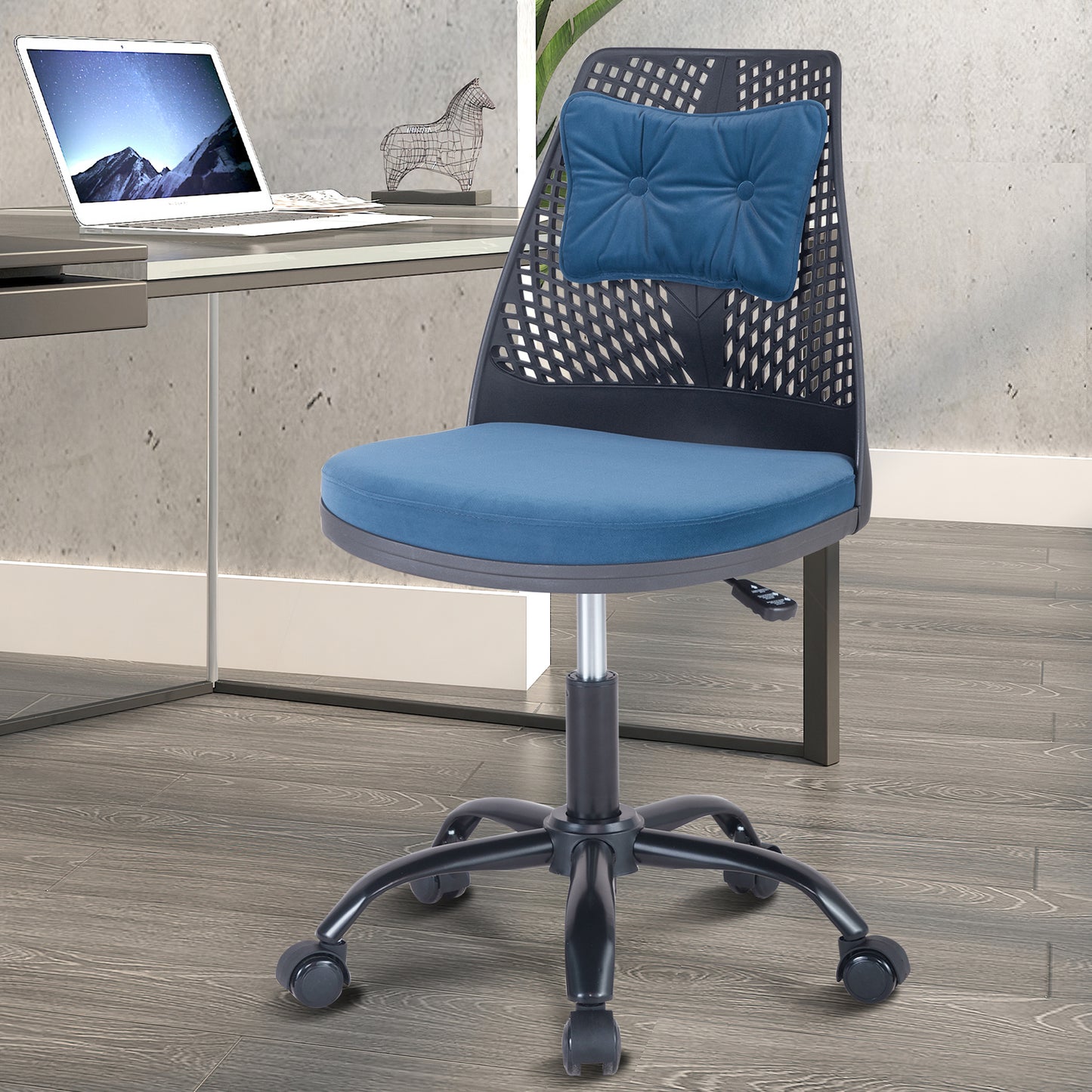 SYNGAR Office Desk Chair with Adjustable Height, Modern Arms Chair Office Chair Mid Back Soft Velvet Swivel Computer Home Task Chairs Ergonomic Executive Chair with Armrests, Gray