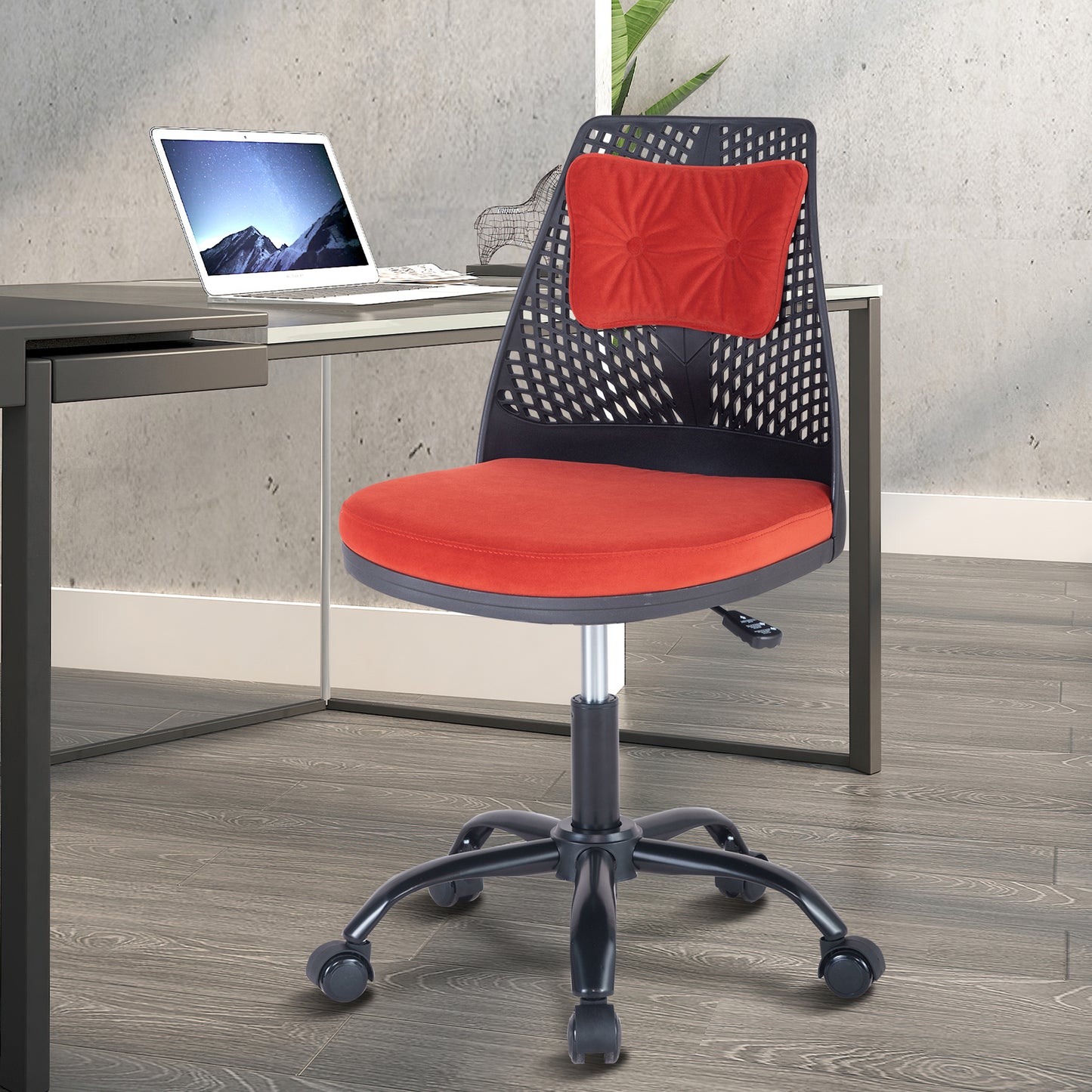 SYNGAR Office Desk Chair with Adjustable Height, Modern Arms Chair Office Chair Mid Back Soft Velvet Swivel Computer Home Task Chairs Ergonomic Executive Chair with Armrests, Gray