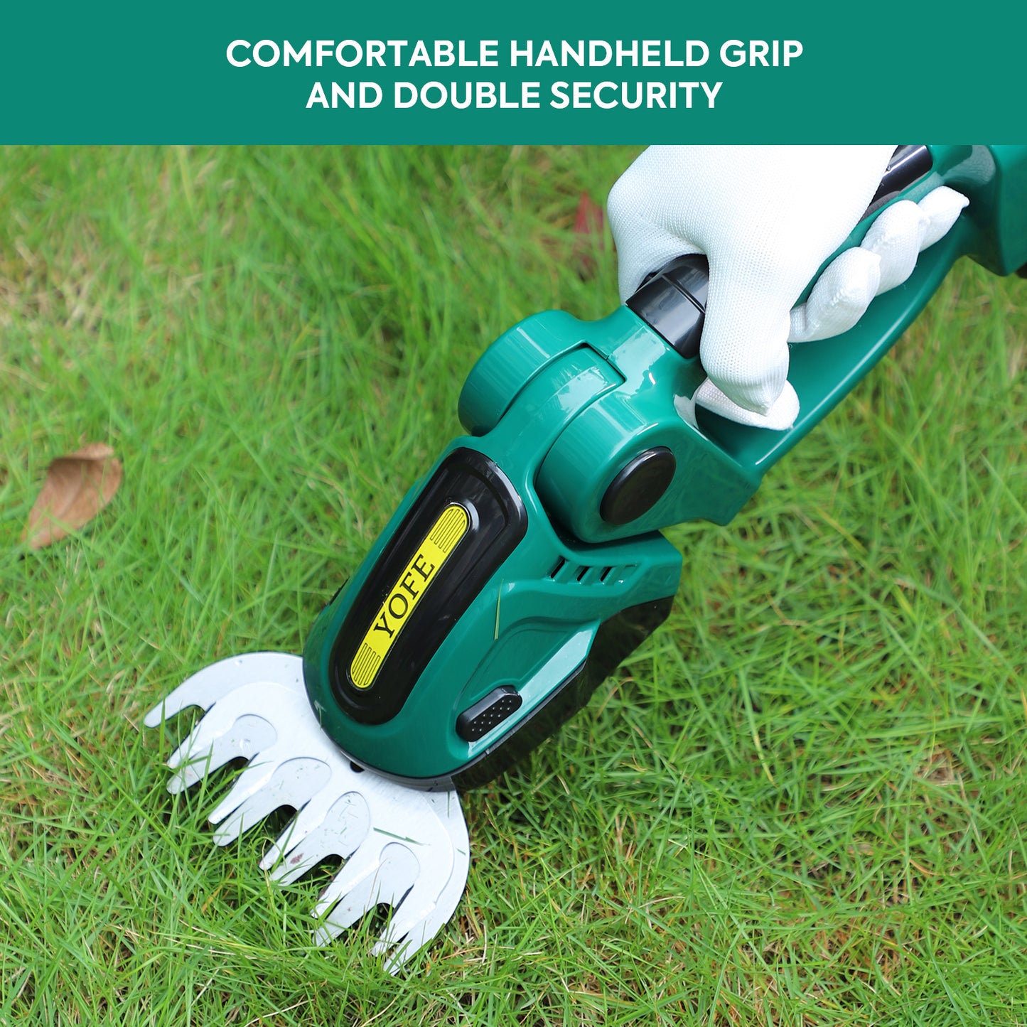 SYNGAR Electric Cordless Hedge Trimmer 2 in 1, Power Grass Shear Handheld Shrubbery Trimmer with Rechargeable Battery and Charger, 1.65lbs Lightweight, Green