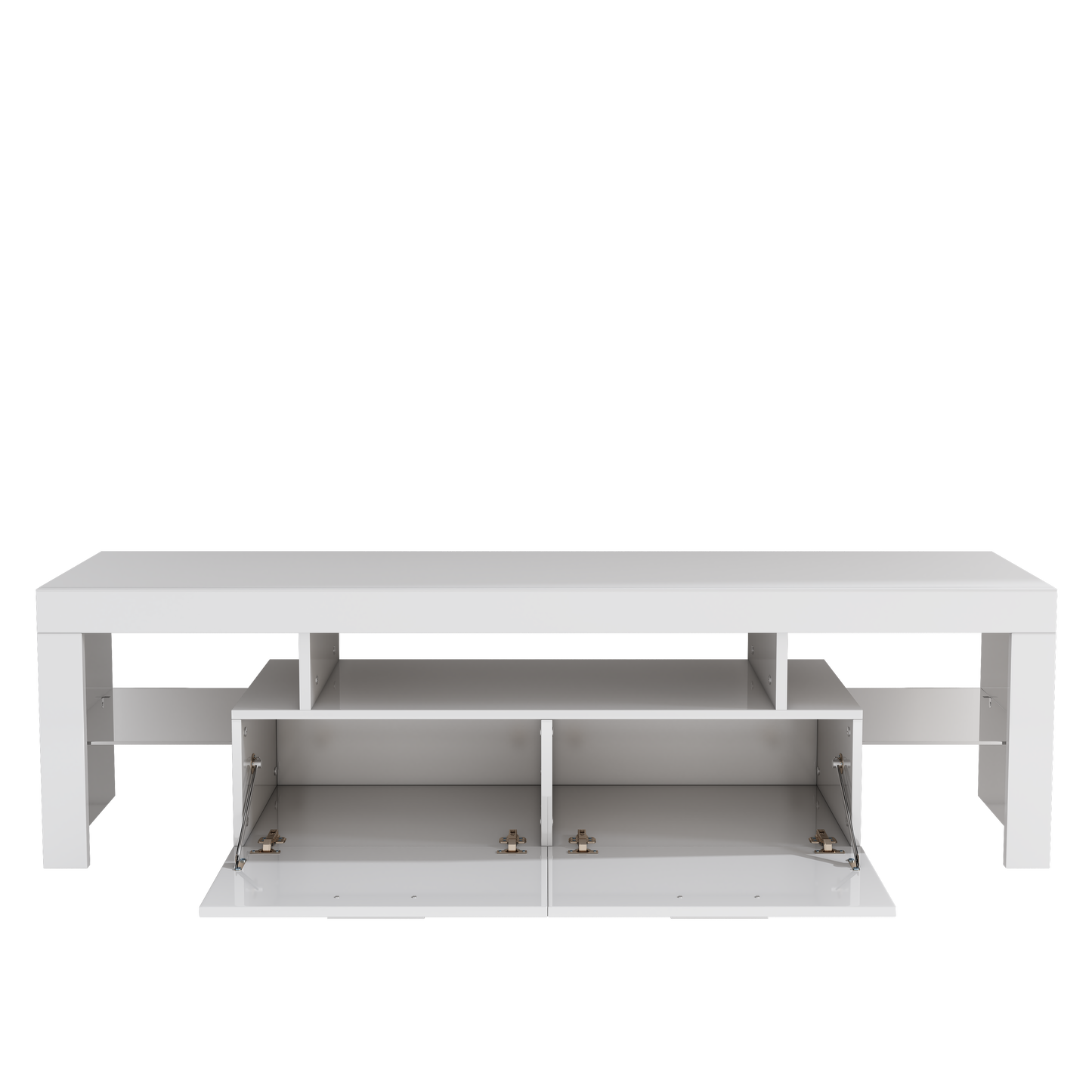 White TV Stand for 70 inch TV, Modern High Glossy Television Table Stands TV Cabinet Console Table with 16 Colors LED Lights, TV Buffet Cabinet with Storage, Living Room Entertainment Center