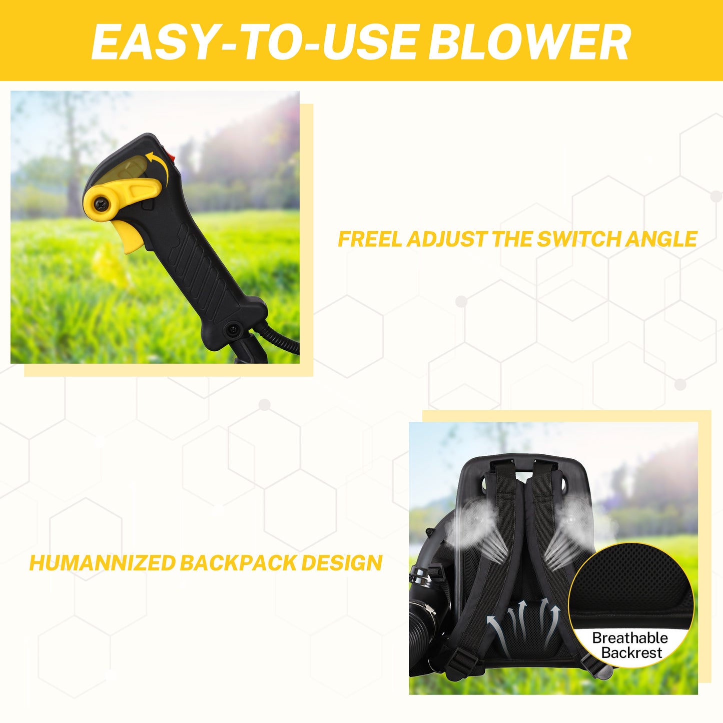 SYNGAR Gas Backpack Leaf Blower, 52CC 2-Cycle Leaf/Snow Blower with Extension Tube, for Dust Cleaning, Snow Blowing, Backyard, Garden, Work Around the House, Not for Sale in California, D7323