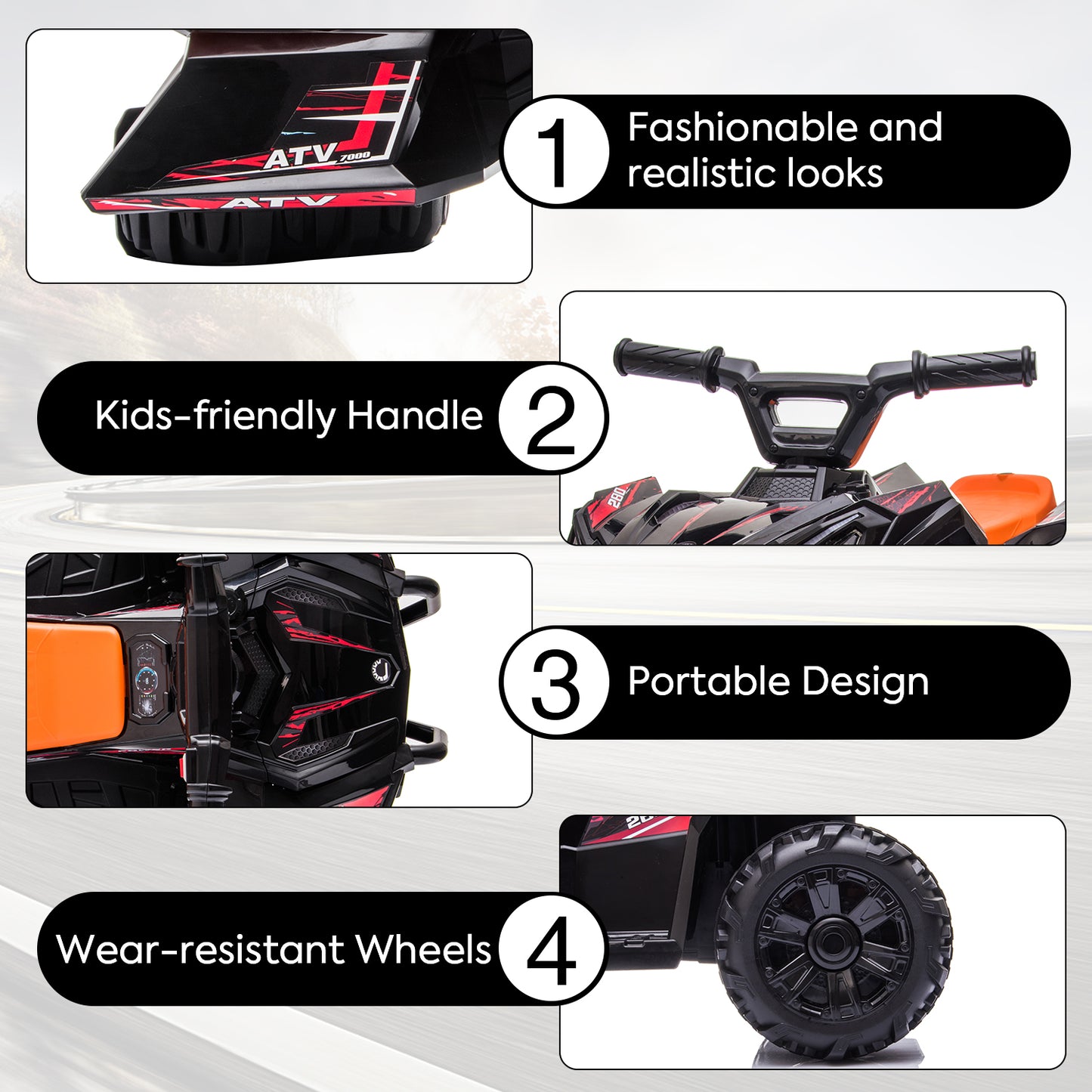 SYNGAR Kids Ride on ATV, 6V Toy Vehicle with Rechargeable Battery, Electric Ride On Toy, Battery Powered Car for Kids Girls Boys, Black