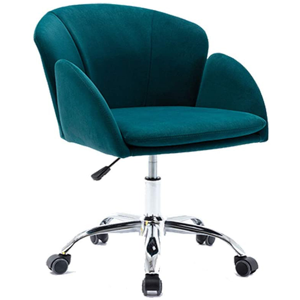 Velvet Accent Chair for Living Room, Height Adjustable Vanity Chair for Bedroom, Modern Upholstered Leisure Arm Chair for Makeup Study Bedroom, Mid-Century Task Chair with Metal Legs, K08