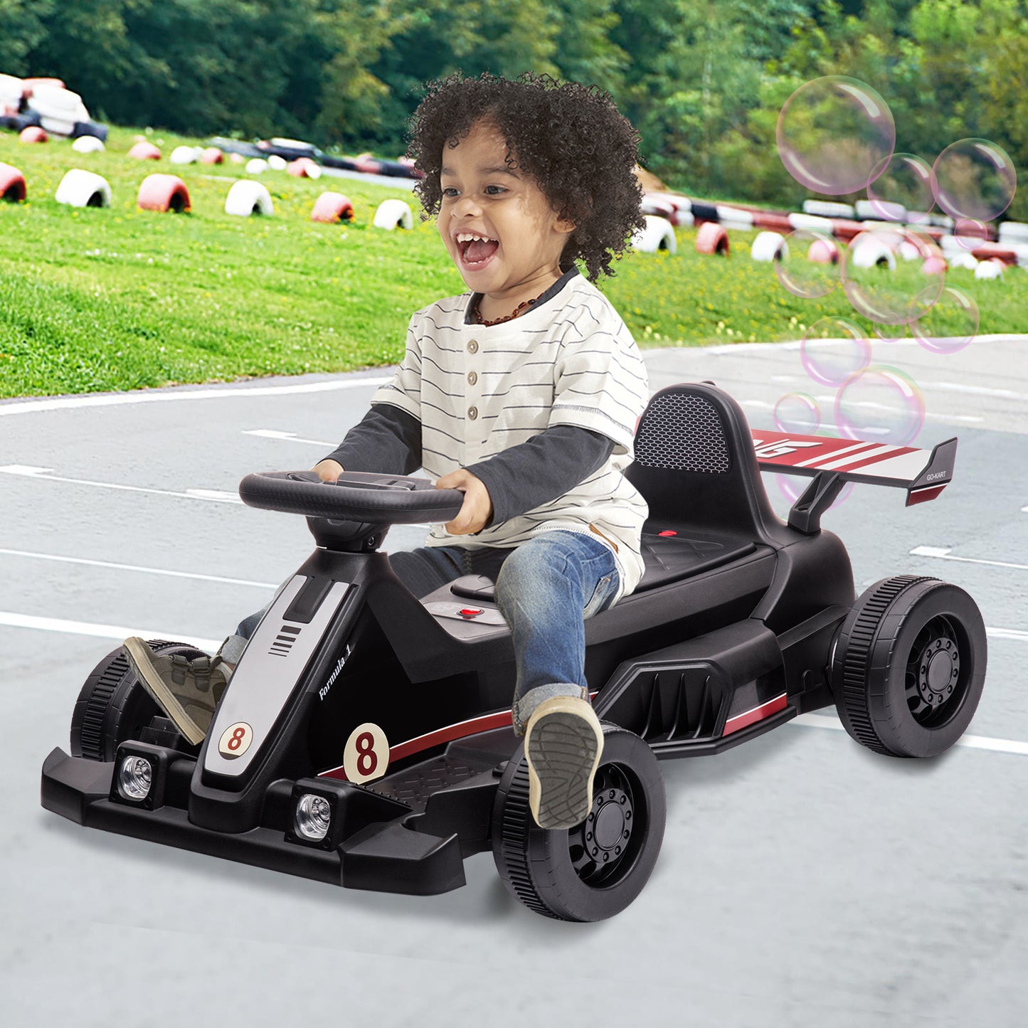 SYNGAR Power Ride on Toys for Kids, 6 V Electric Car with Bubble Function, Battery Electric Ride On Vehicle Toy for Boys Girls, Black